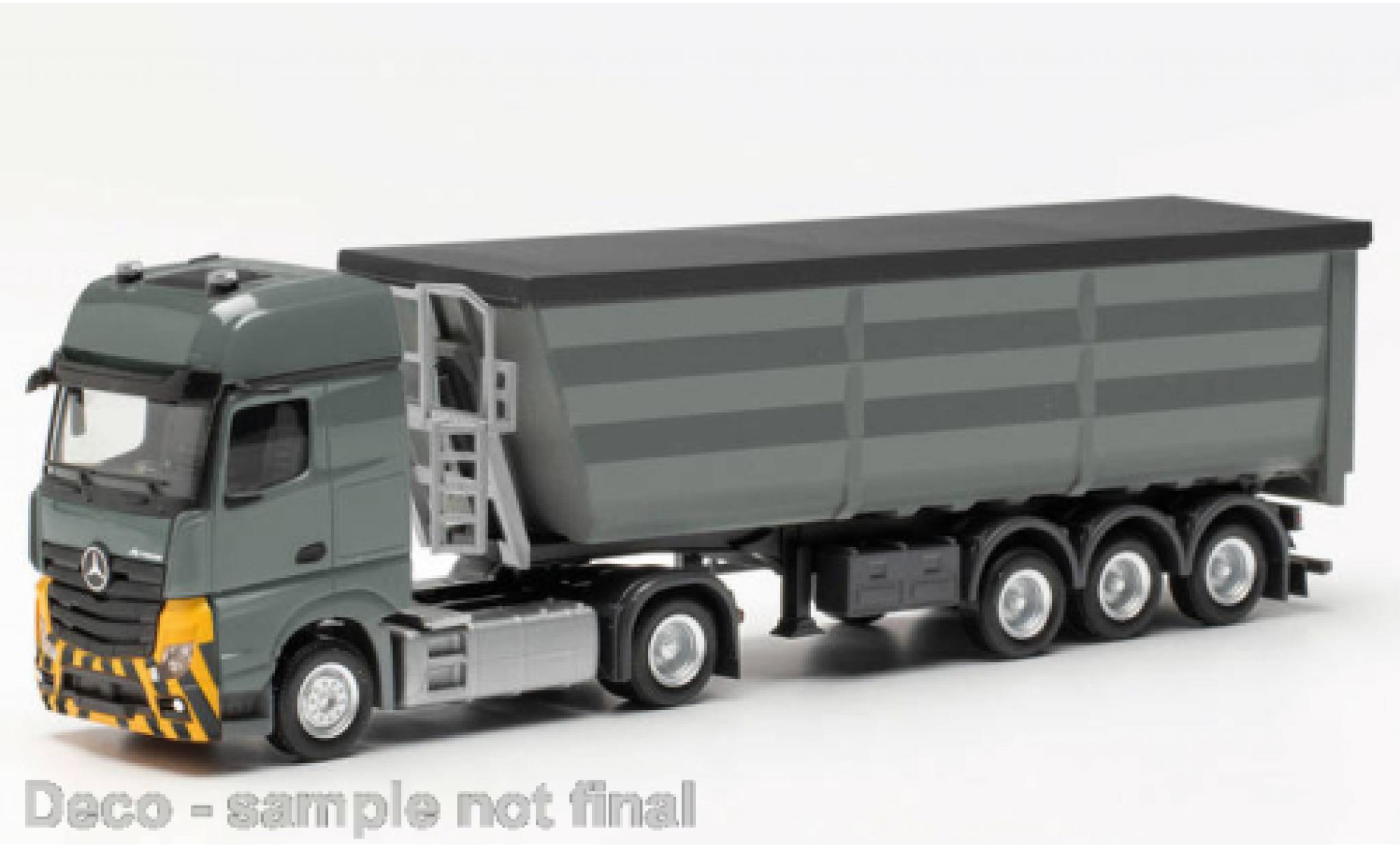 Mercedes Actros 1/87 Herpa L grijs/geel KS Containerdienst modelauto