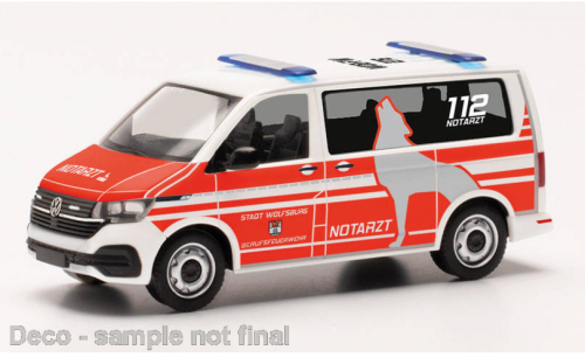 Volkswagen T6 1/87 Herpa .1 bus brandweer Wolfsburg modelauto