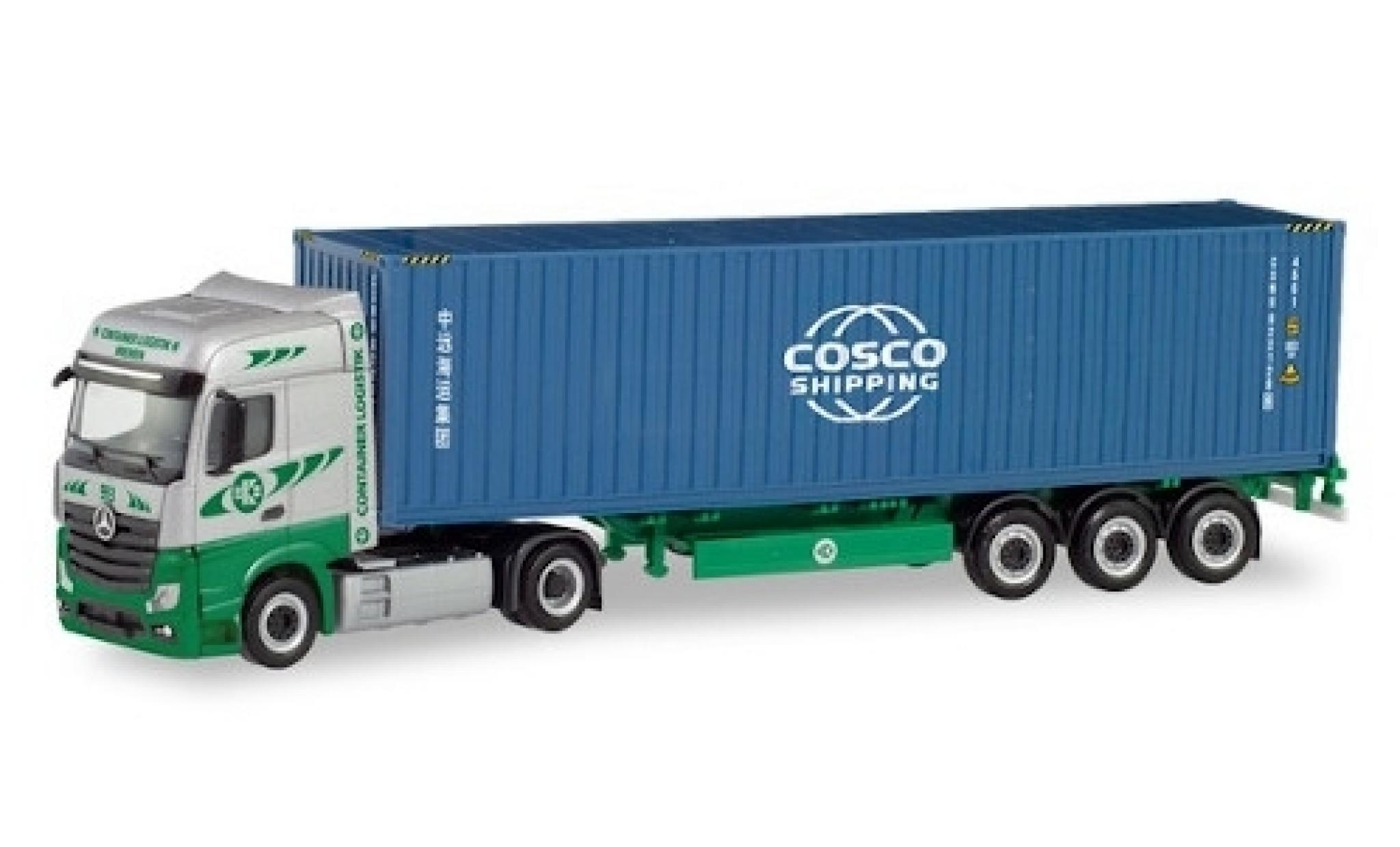 Mercedes Actros 1/87 Herpa 6x2 Bigspace EKB / Cosco Container-Sattelzug modelauto