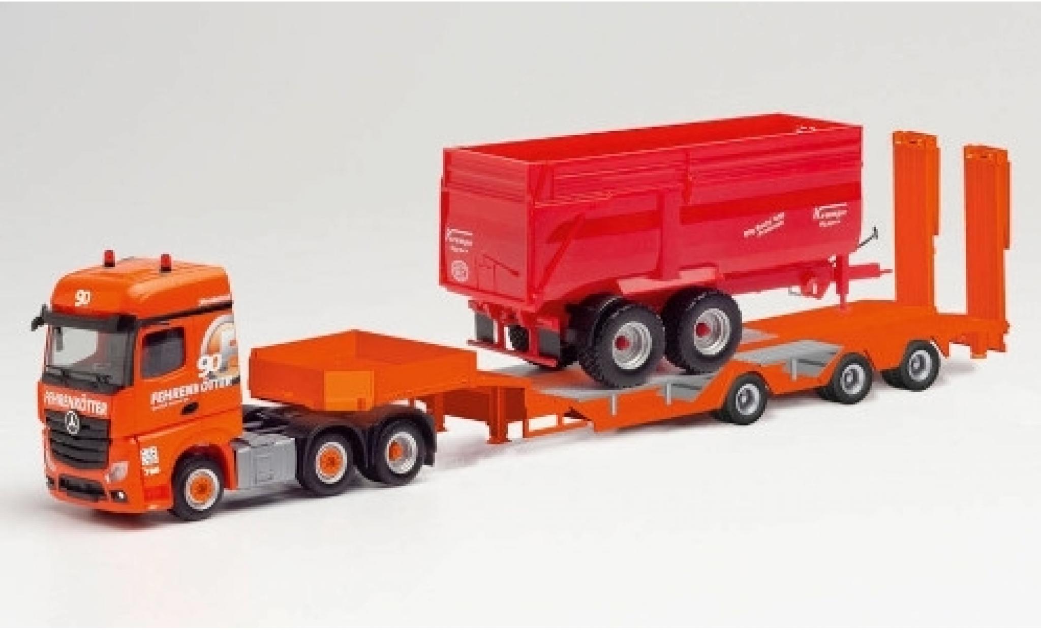 Mercedes Actros 1/87 Herpa BigSpace 2.5 6x2 Fehrenk&ouml;tter 2018 Semitieflader avec Radmulden et Krampe BigBody 650 Premium modelauto