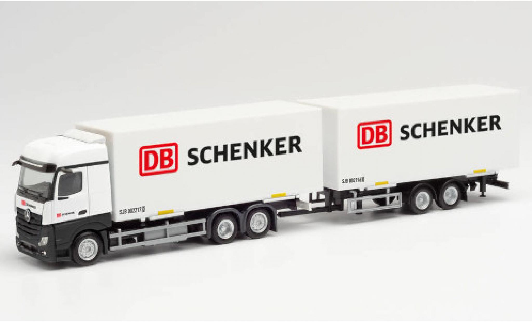 Mercedes Actros 1/87 Herpa Bigspace DB Schenker Wechselkoffer-camion avec remorque modelauto