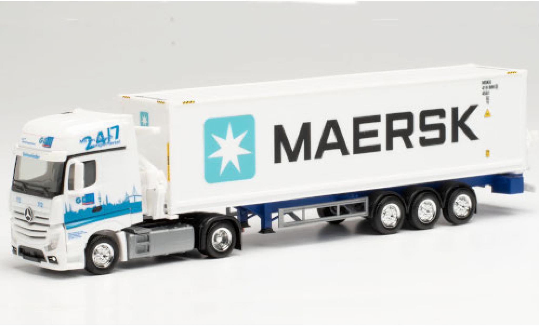 Mercedes Actros 1/87 Herpa Gigaspace GDH / Maersk Seitenladersattelzug modelauto