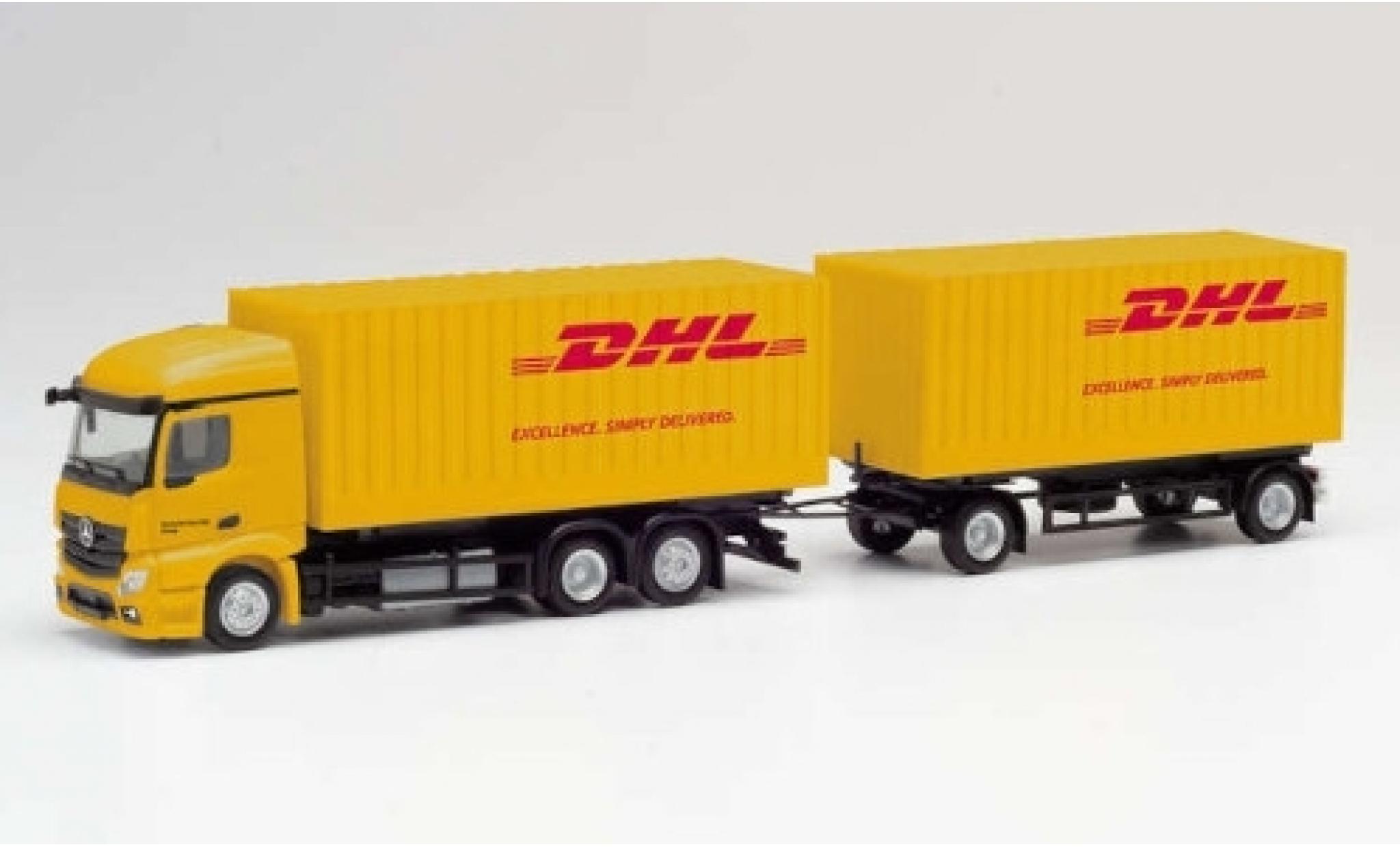 Mercedes Actros 1/87 Herpa StreamSpace 2.3 DHL 2018 Cargoboxenh&auml;ngerzug modelauto