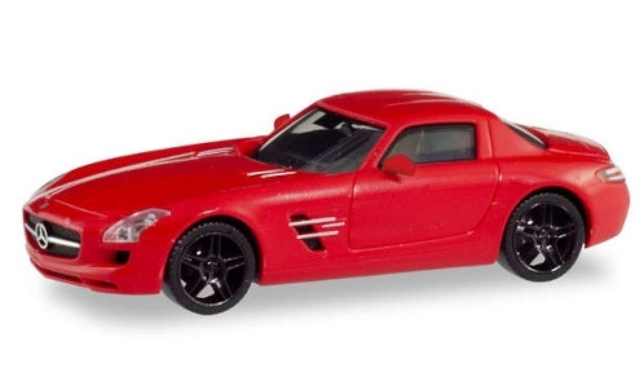 Mercedes SLS 1/87 Herpa AMG (C197) metallic rood avec zwart jantes modelauto