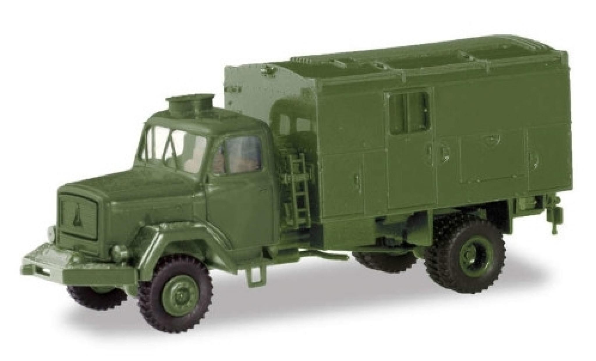 Magirus S 7500 1/87 Herpa groen Bundeswehr wagon conteneur-Truck modelauto