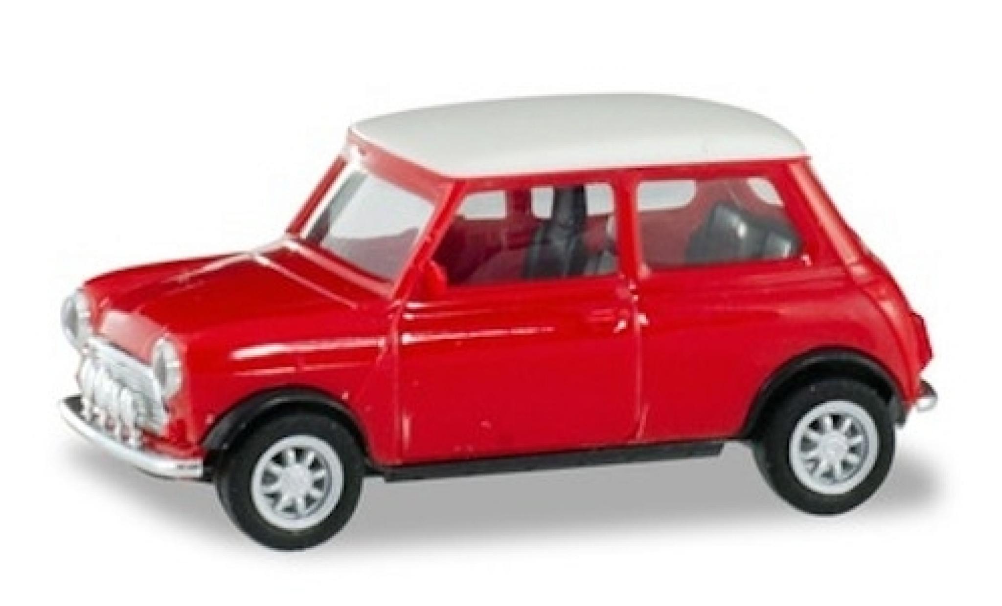 Mini Cooper 1/87 Herpa rood/wit mit Zusatzscheinwerfern modelauto