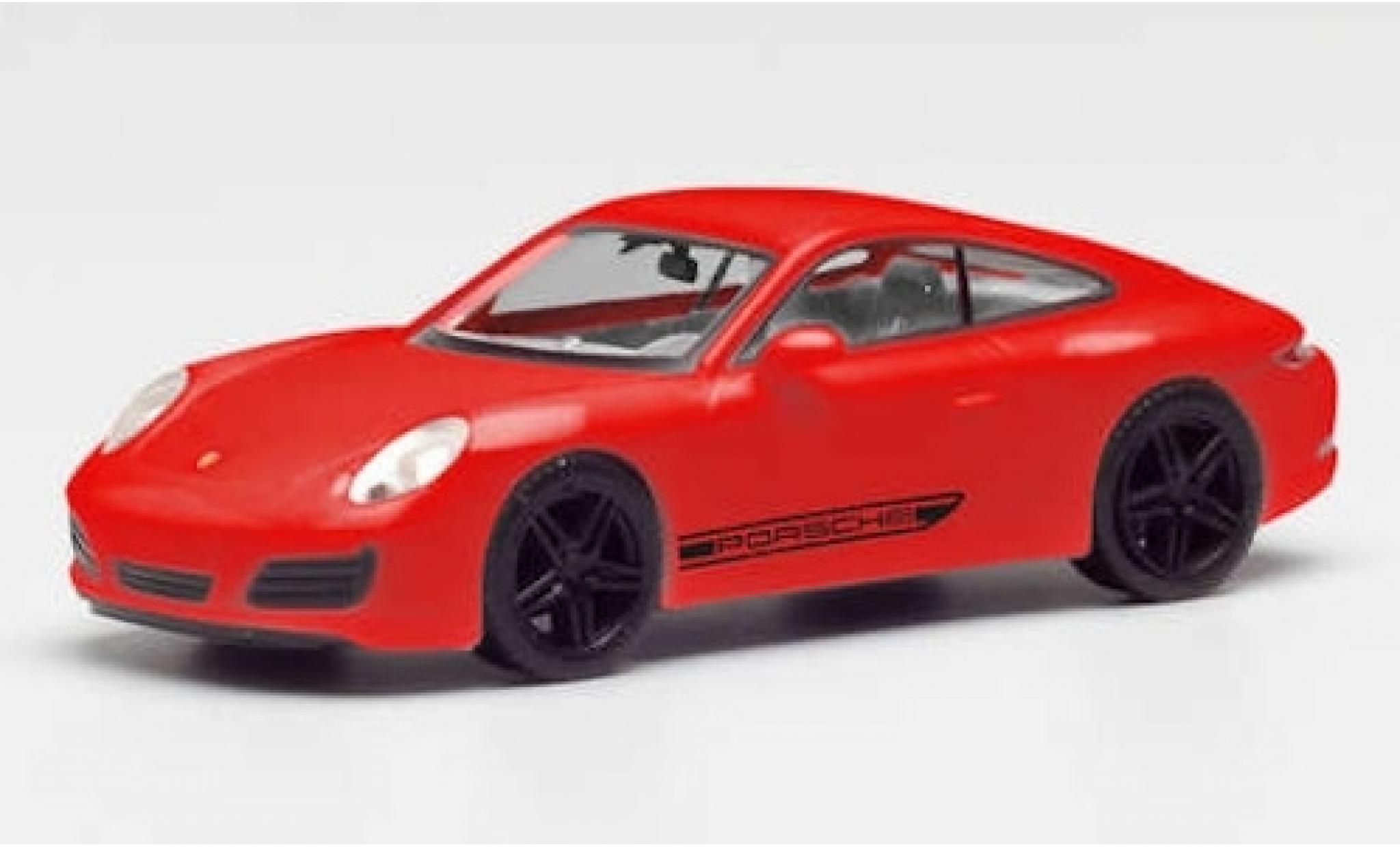Porsche 911 1/87 Herpa Carrera 4S rood/zwart avec zwart jantes modelauto