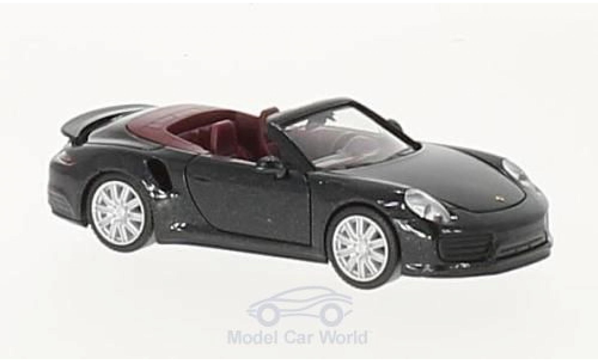 Porsche 911 Turbo 1/87 Herpa Turbo Cabrio metallic zwart modelauto
