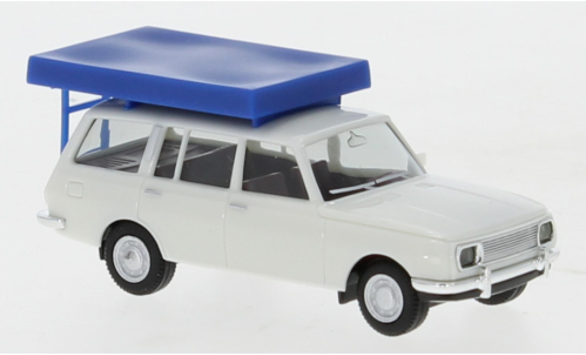 Wartburg 353 1/87 Herpa Tourist avec Tente sur toit dans le &eacute;tat de conduite modelauto