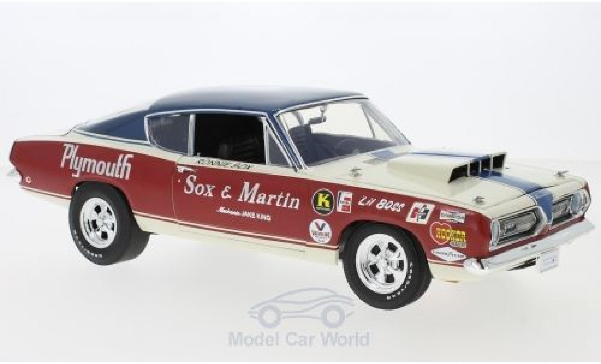 Plymouth Barracuda 1968 1/18 Highway 61 wit/rood Sox & Martin 1968 modelauto