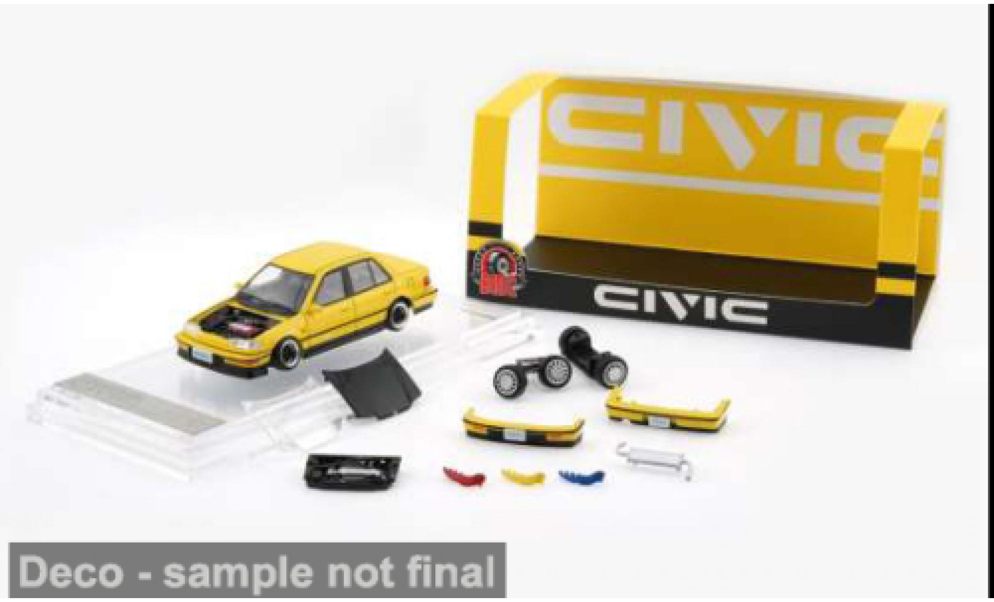 Honda Civic 1/64 BM Creations (EF2) geel 1991 1:64 modelauto