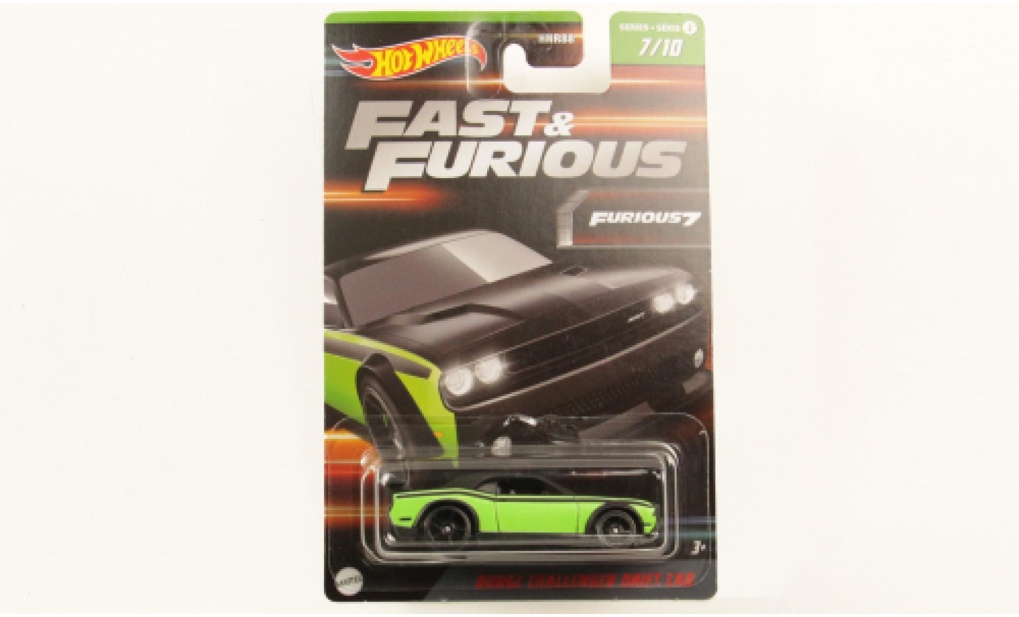 Dodge Challenger 1/64 Hot Wheels R/T la chaux/zwart rapide & Furious modelauto