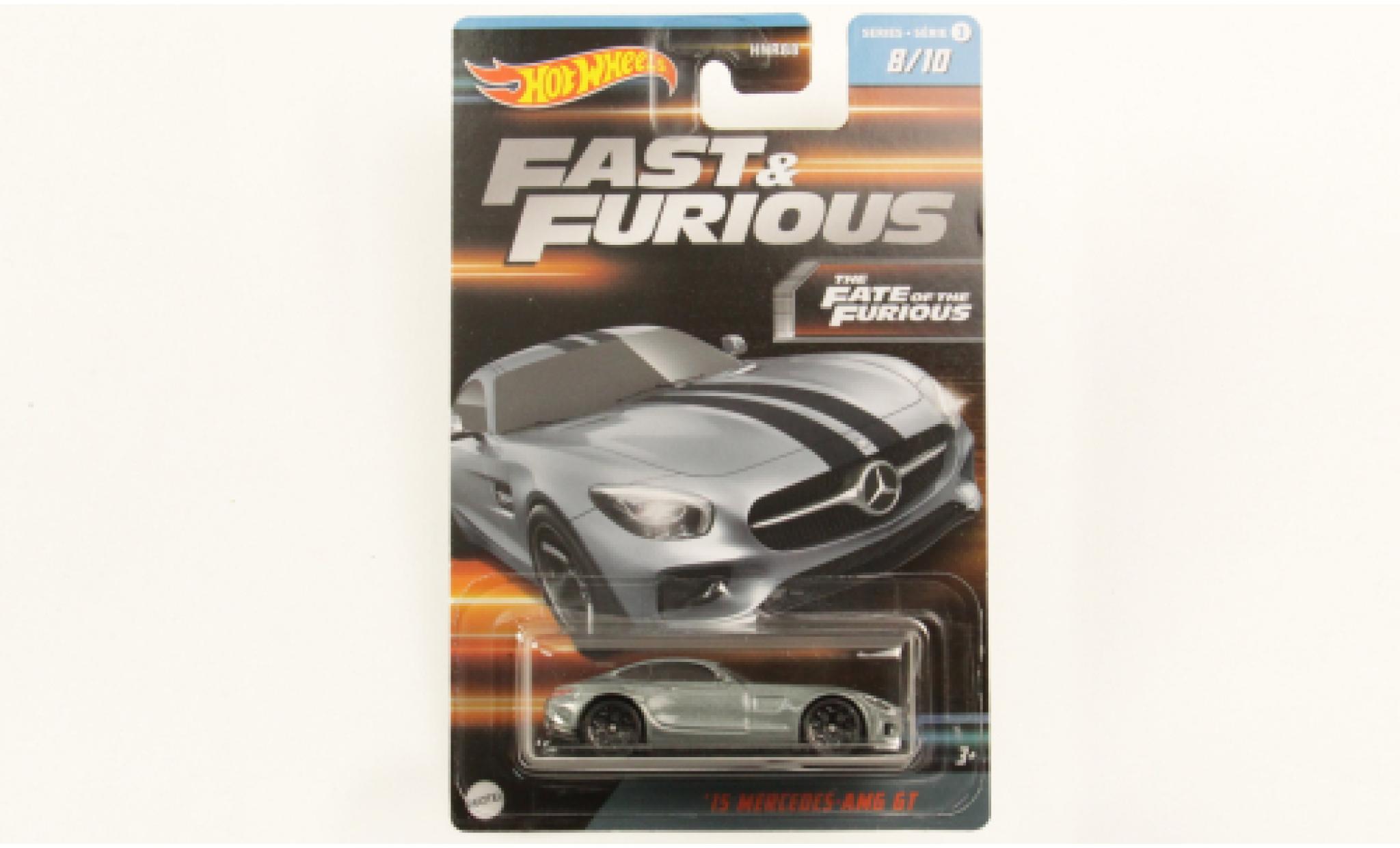 Mercedes AMG GT 1/64 Hot Wheels metallic grijs rapide & Furious 2015 modelauto