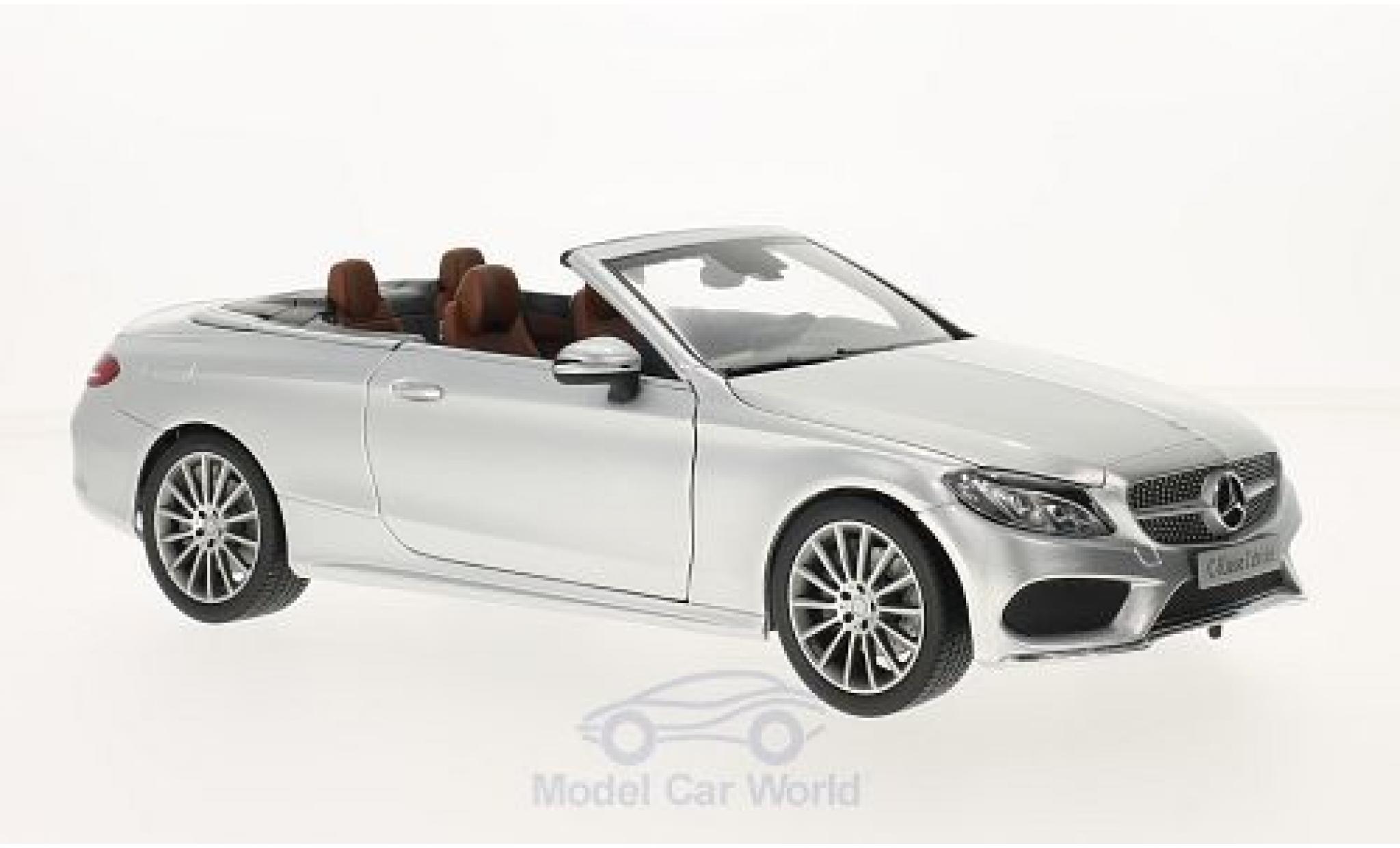 Mercedes Classe C 1/18 iScale (A205) Cabriolet grijs Softtop liegt Bei modelauto