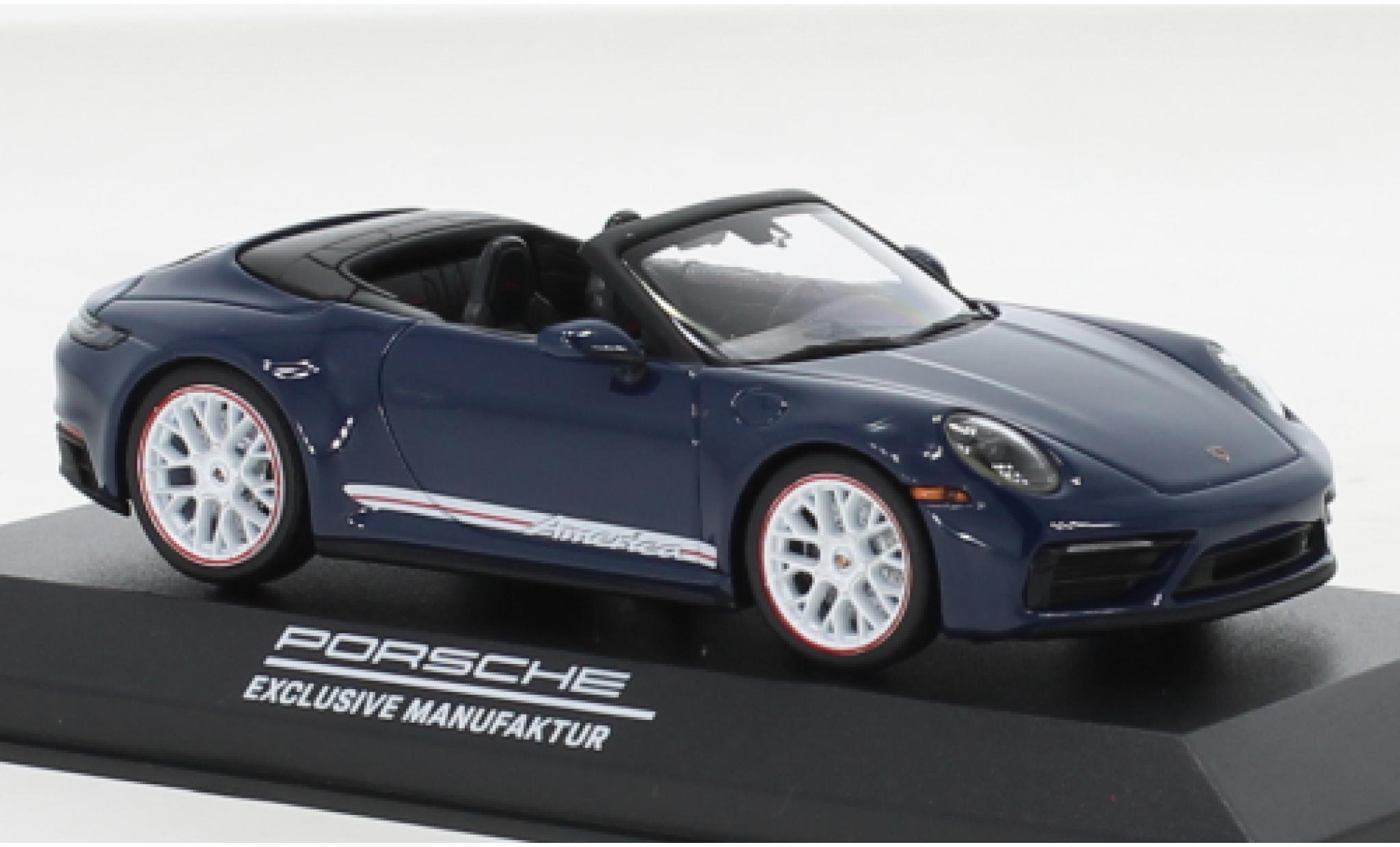 Porsche 992 GTS 1/43 Minichamps 991  Carrera Cabriolet America Edition blauw 2022 modelauto