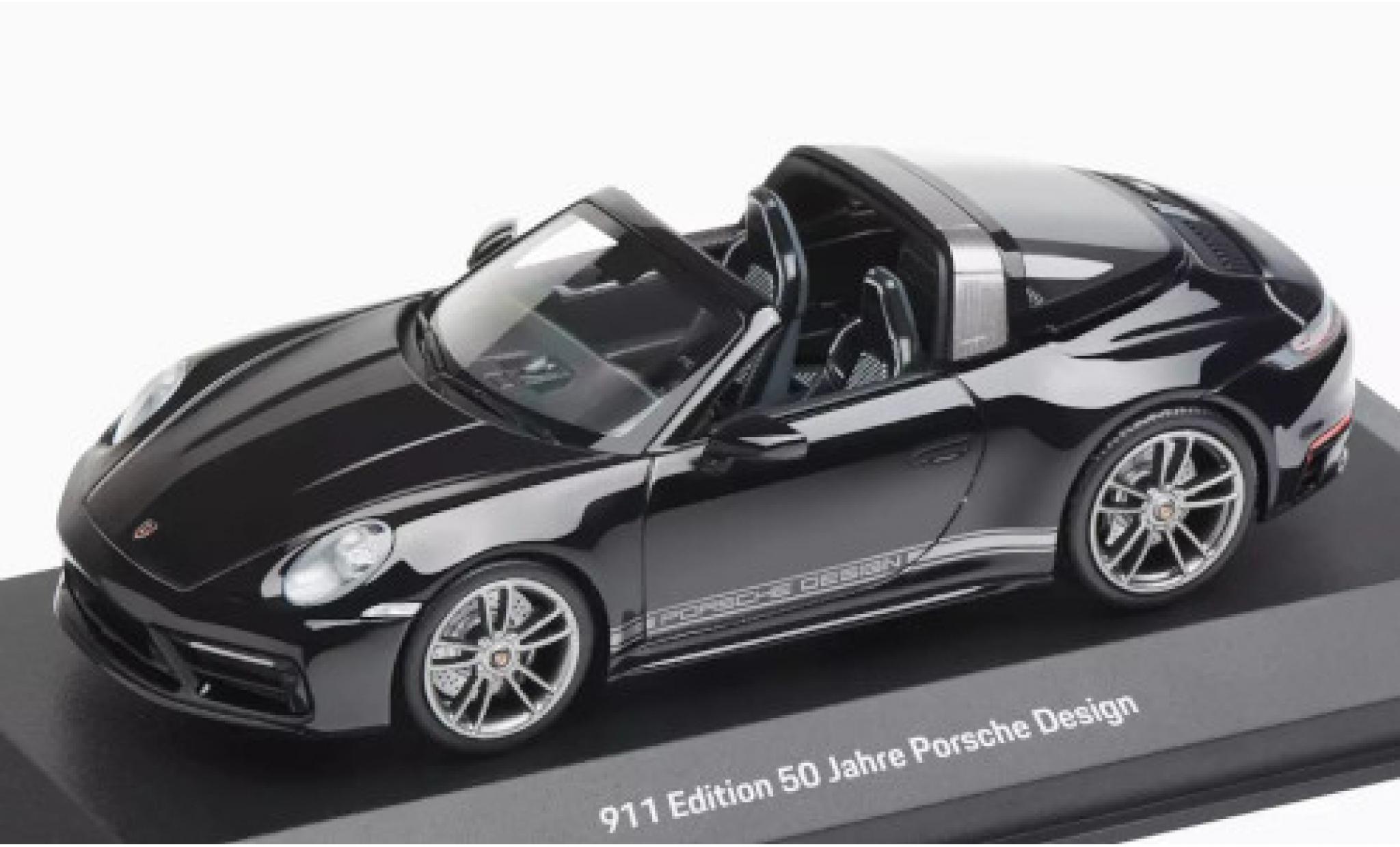 Porsche 992 Targa 1/43 Minichamps 911 () Targa zwart 50 Jahre Design modelauto