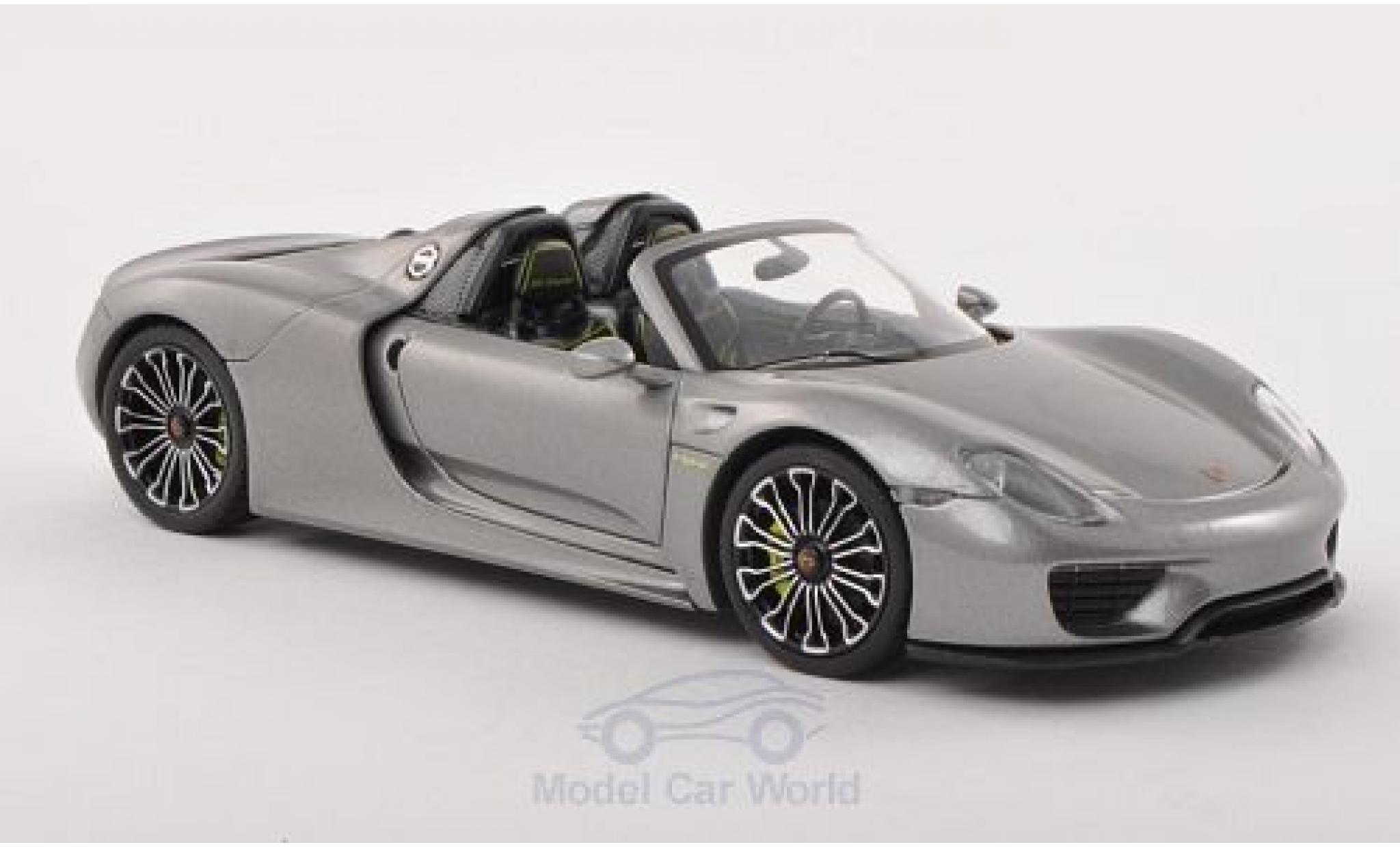 Porsche 918 2013 1/43 Minichamps Spyder metallic grijs 2013 IAA Frankfurt modelauto