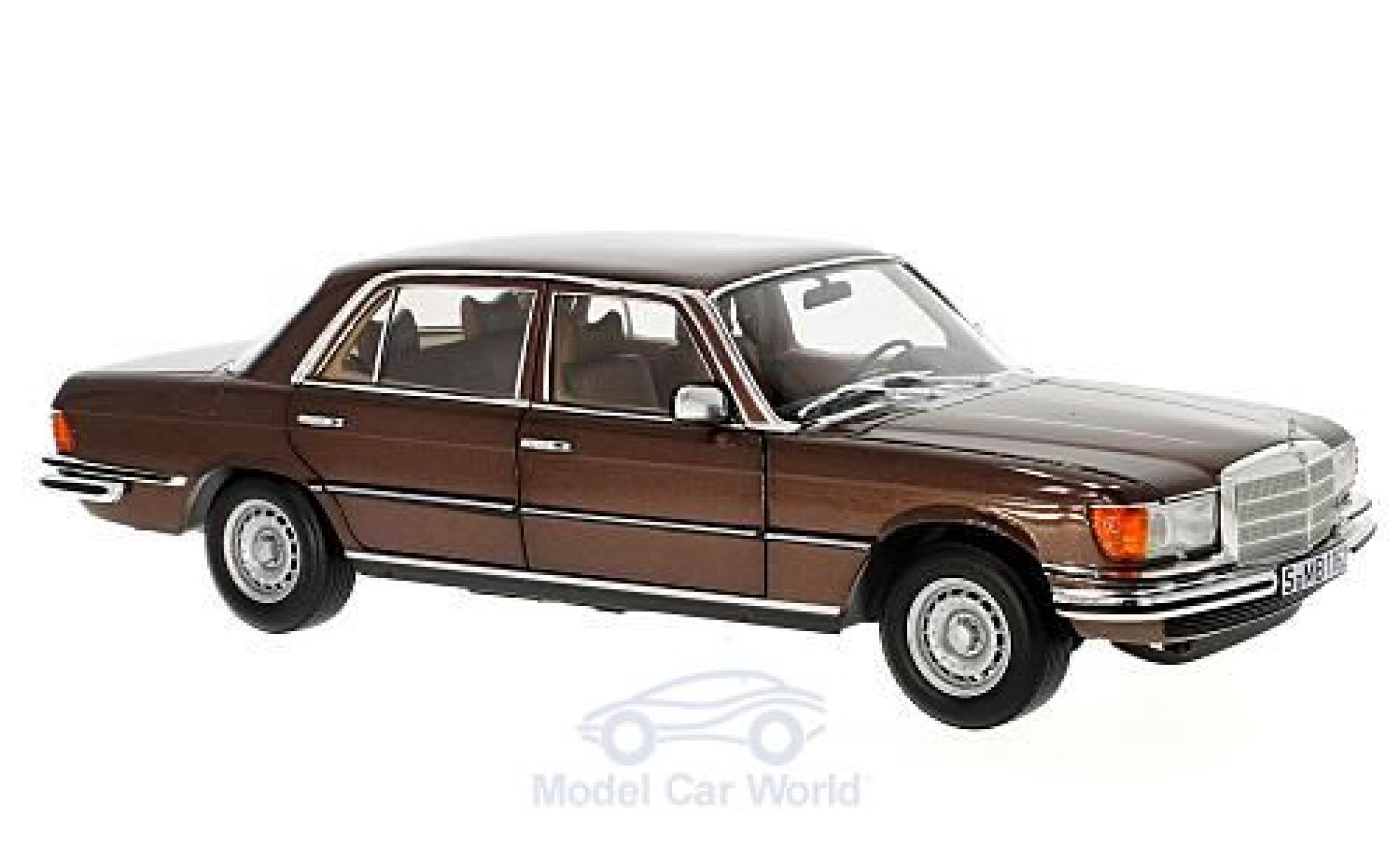 Mercedes 450 SEL 1/18 Norev SEL 6.9 (W116) metallic bruin 1976 modelauto