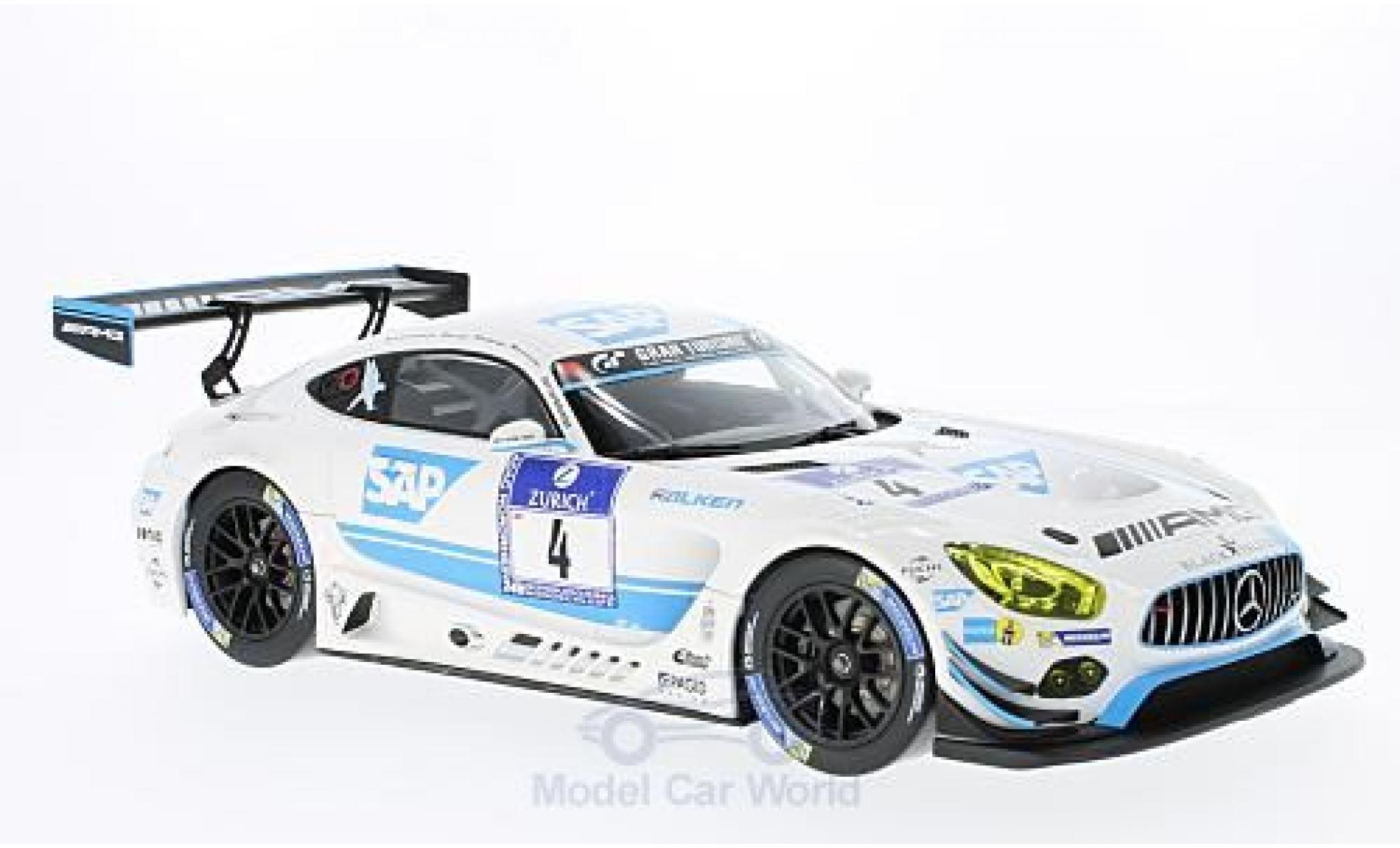 Mercedes AMG GT 1/18 Norev 3 No.4 Black Falcon SAP 24h N&uuml;rburgring 2016 A.Christodoulou/M.Metzger/B.Schneider/M.Engel modelauto