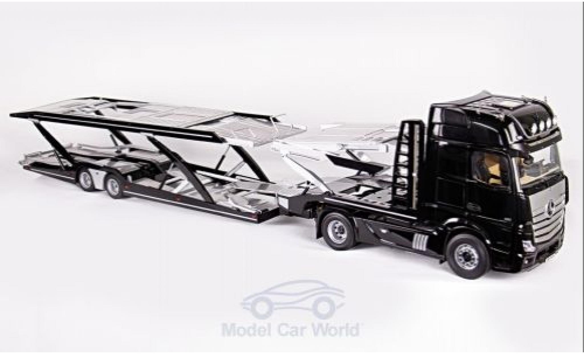 Mercedes Actros 1/18 NZG GigaSpace 4x2 zwart/grijs mit Autotransportauflieger modelauto