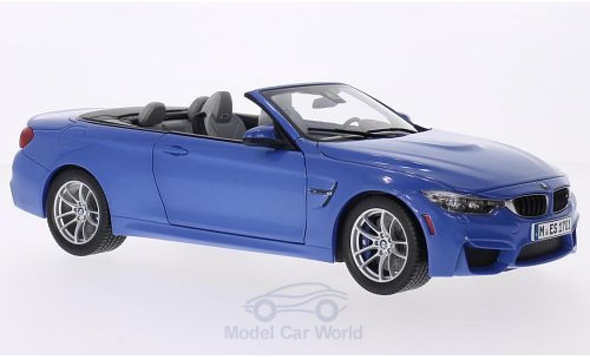 Bmw M4 1/18 Paragon Cabriolet metallic blauw 2015 ohne Vitrine modelauto