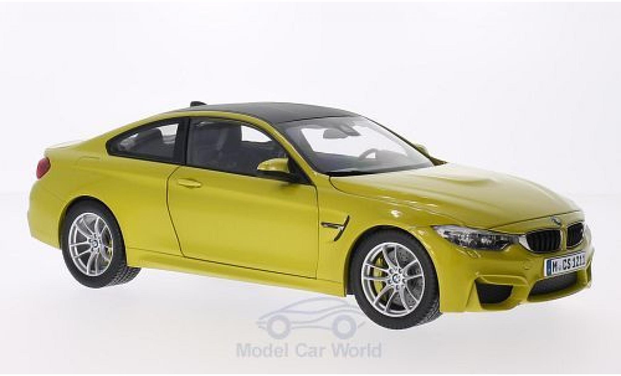 Bmw M4 1/18 Paragon Coupe metallic geel modelauto