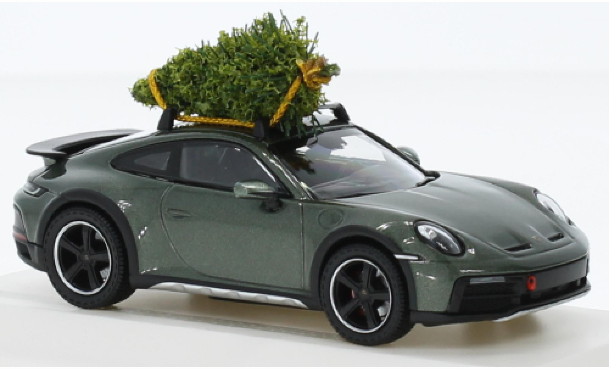 Porsche 992 1/43 I Spark 911  Dakar metallic groen fonc&eacute; Christmas Edition 2023 modelauto