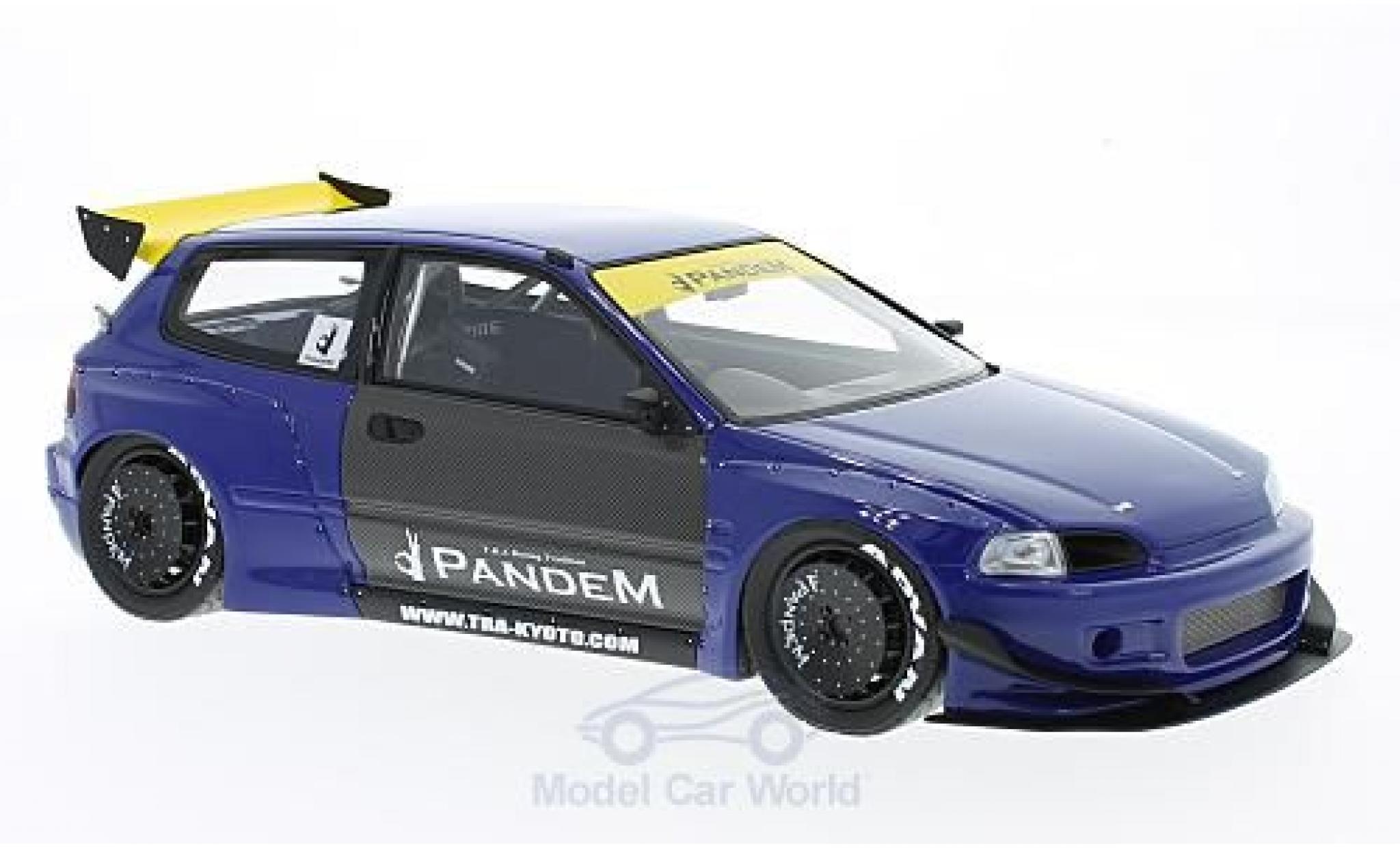 Honda Civic 1/18 Ignition Model (EG6) by Pandem metallic blauw RHD modelauto