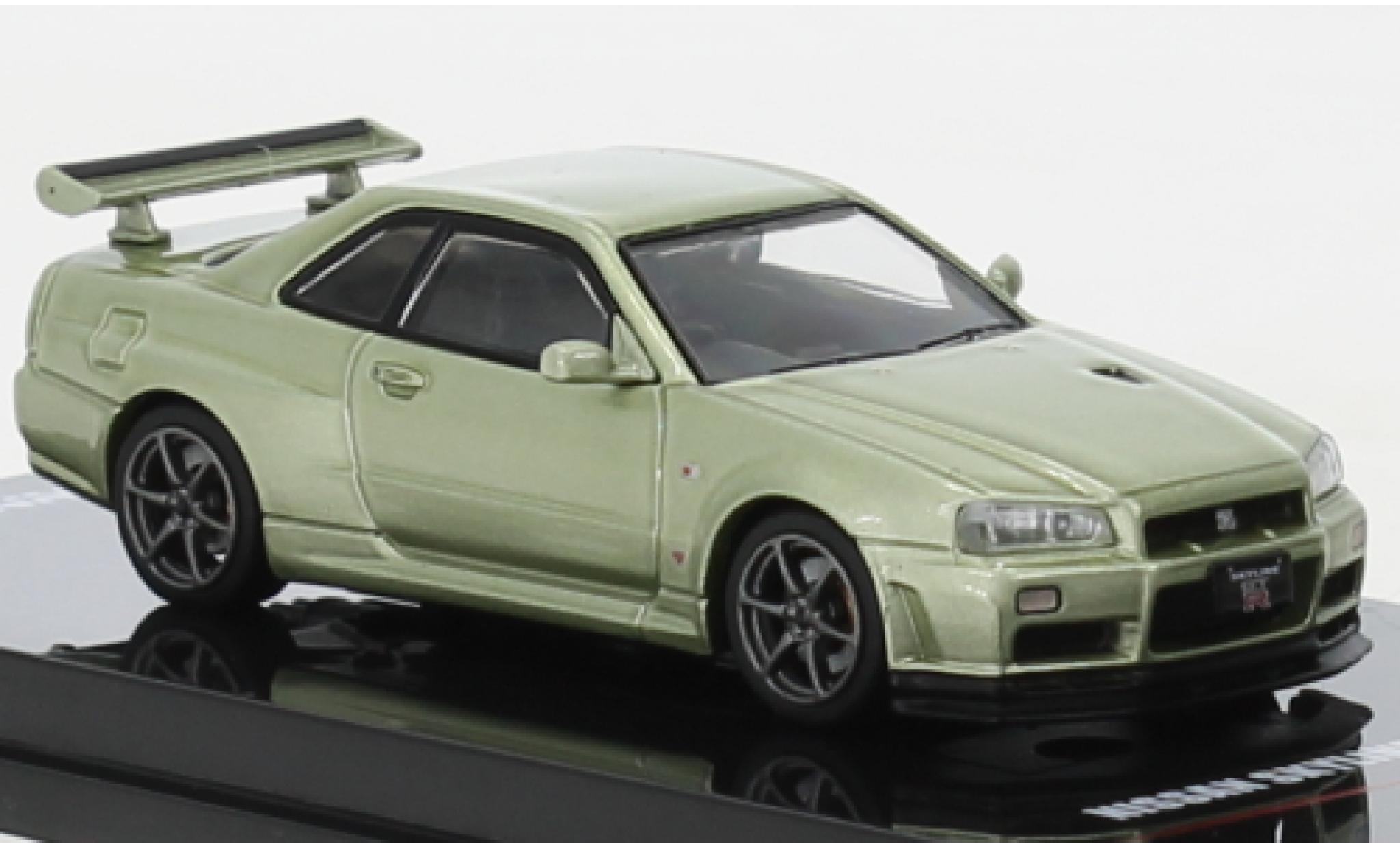 Nissan Skyline 1/64 INNO64 GT-R (R34) V-Spec II metallic groen RHD modelauto