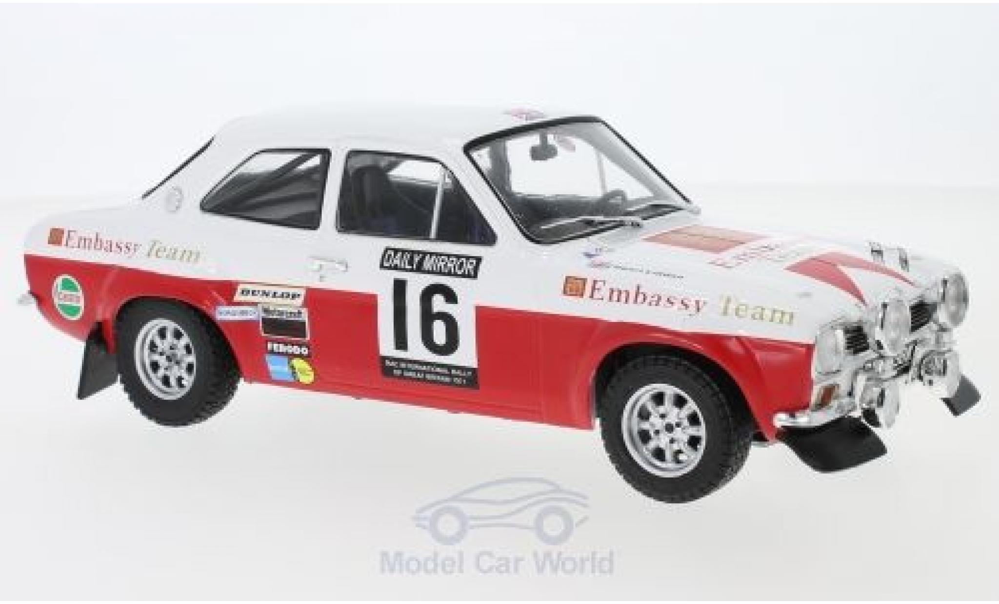 Ford Escort 1/18 IXO MK1 RS 1600 No.16 Embassy RAC Rallye 1971 T.Makinen/H.Liddon modelauto