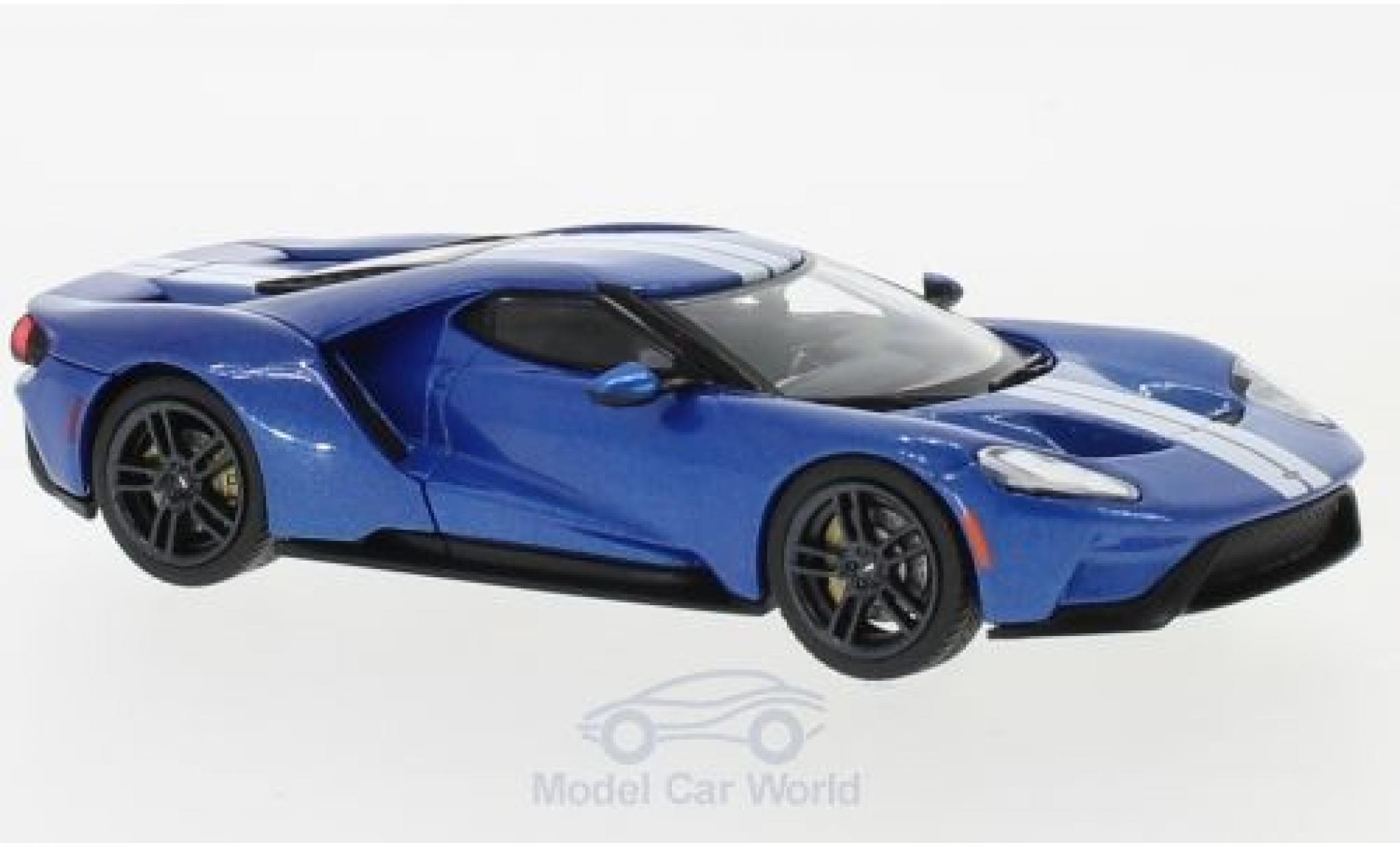 Ford GT 1/43 IXO blauw/grijs 2017 modelauto