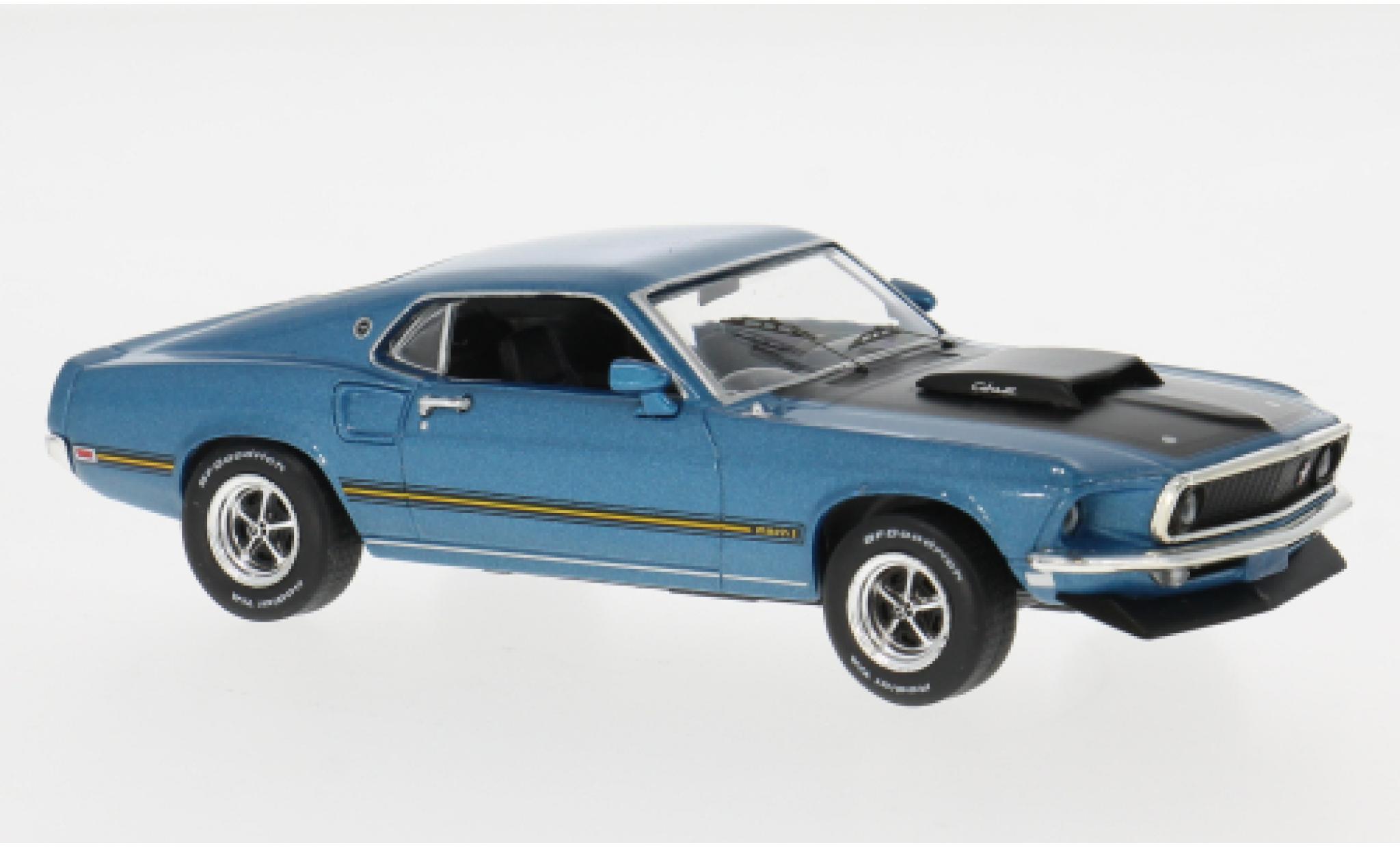 Ford Mustang 1/43 IXO Mach 1 blauw 1969 1:43 modelauto