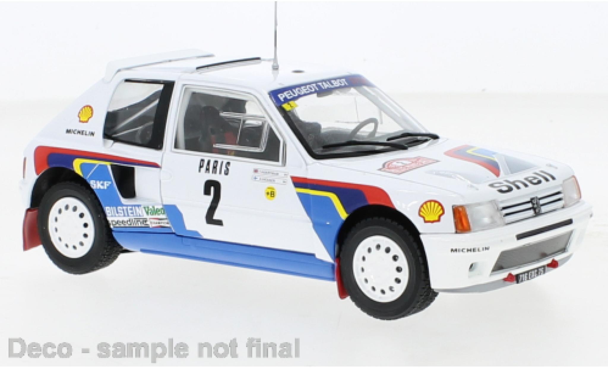 Peugeot 205 1/24 IXO T16 No.2 Rallye WM Rally Monte Carlo 1985 modelauto
