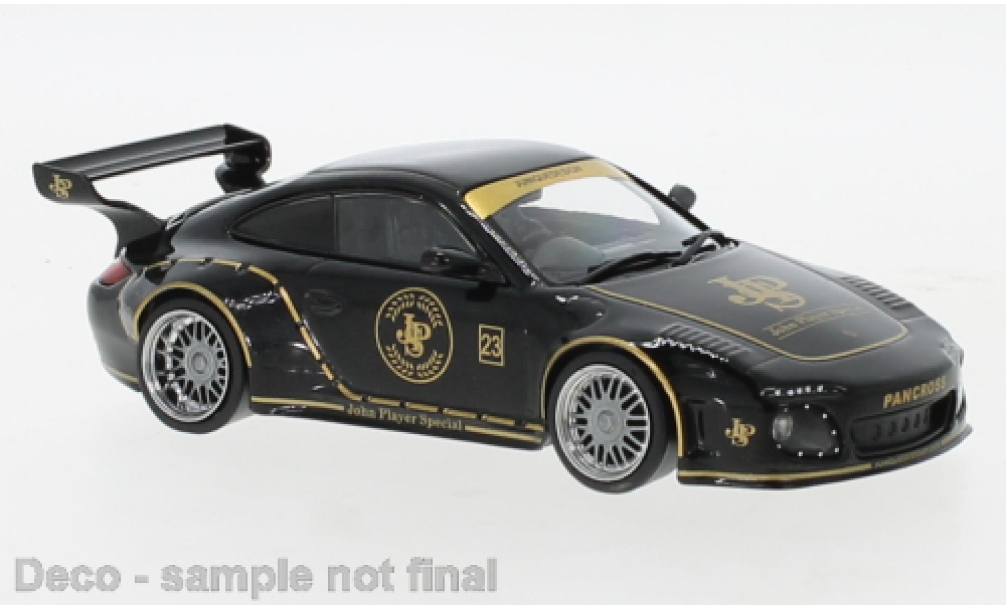 Porsche 997 1/43 IXO Old and New zwart/Dekor John Player Special modelauto