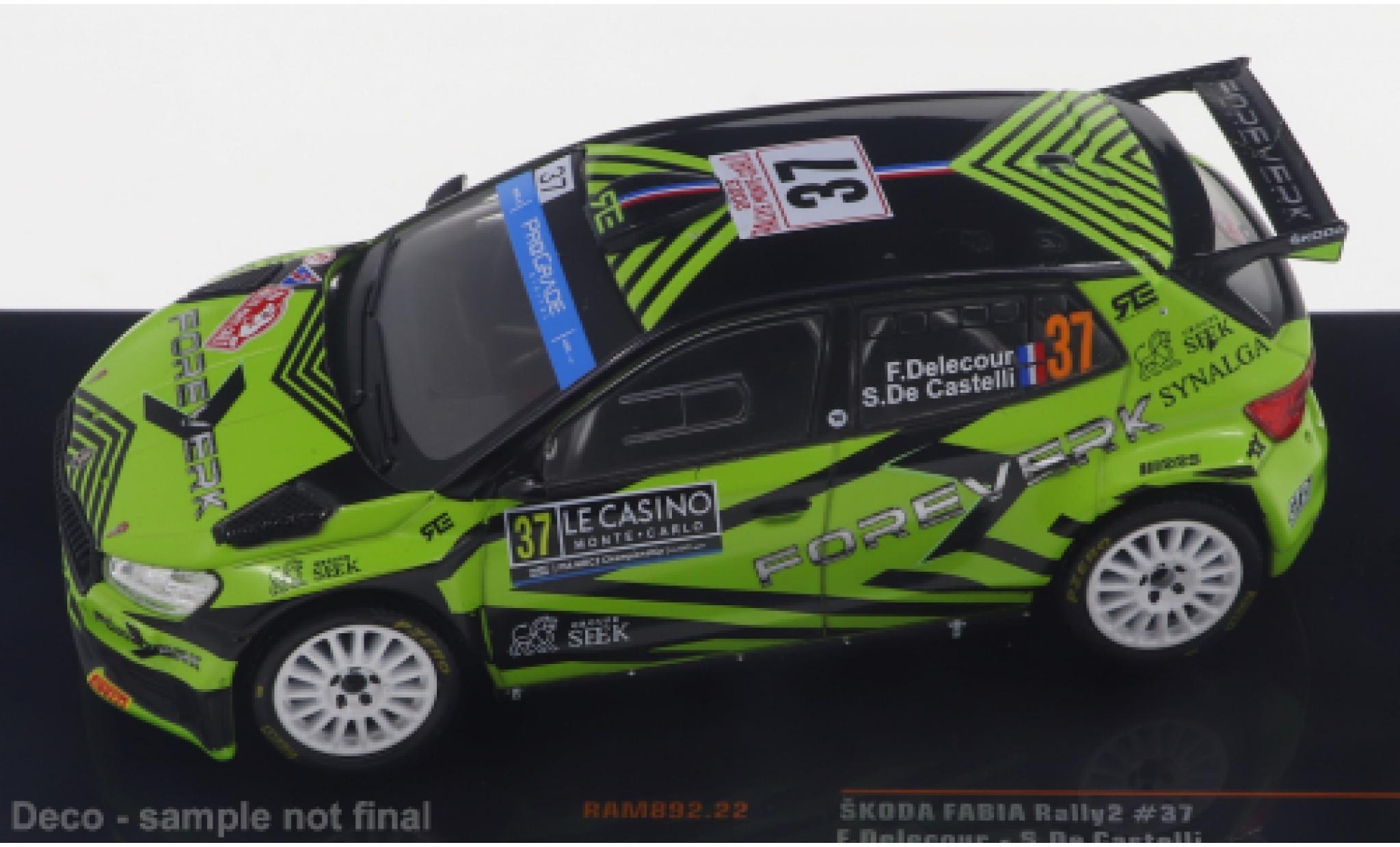 Skoda Fabia 1/43 IXO No.37 WRC2 Rally Monte Carlo 2023 modelauto