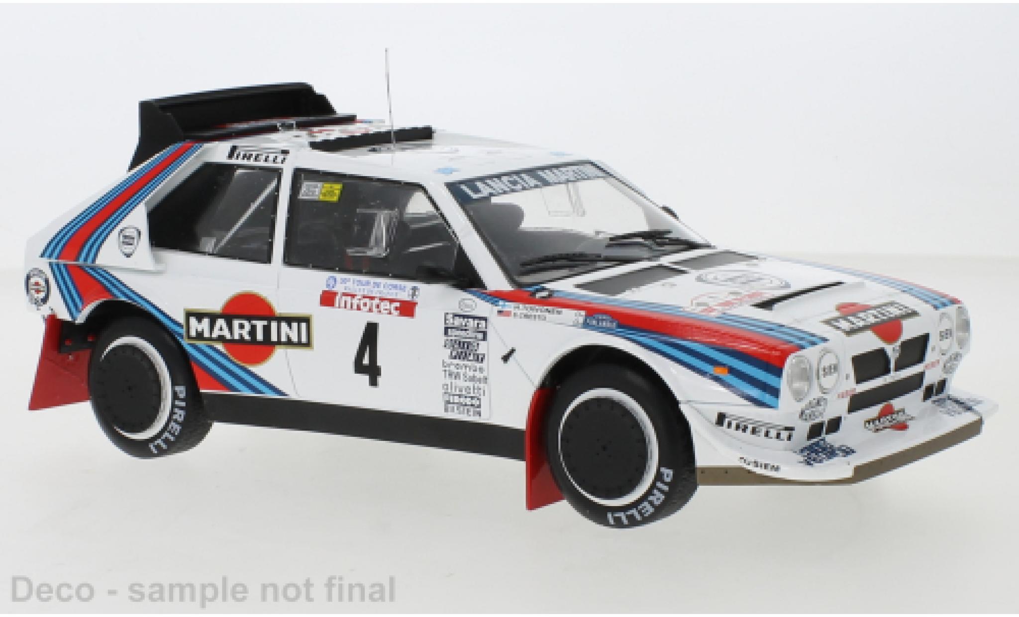 Lancia Delta 1/18 IXO S4 No.4 Martini Racing Martini Tour de Corse 1986 H.Toivonen/S.Cresto modelauto