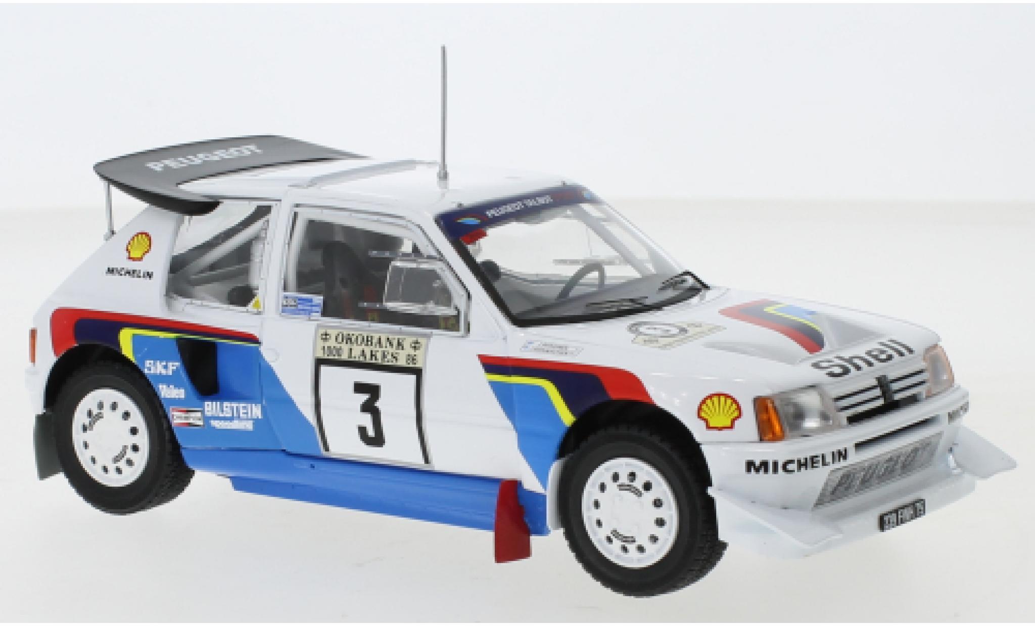 Peugeot 205 1/24 IXO T16 E2 No.3 Rallye WM 1000 Lakes Rally 1986 J.Kankkunen/J.Piironen modelauto