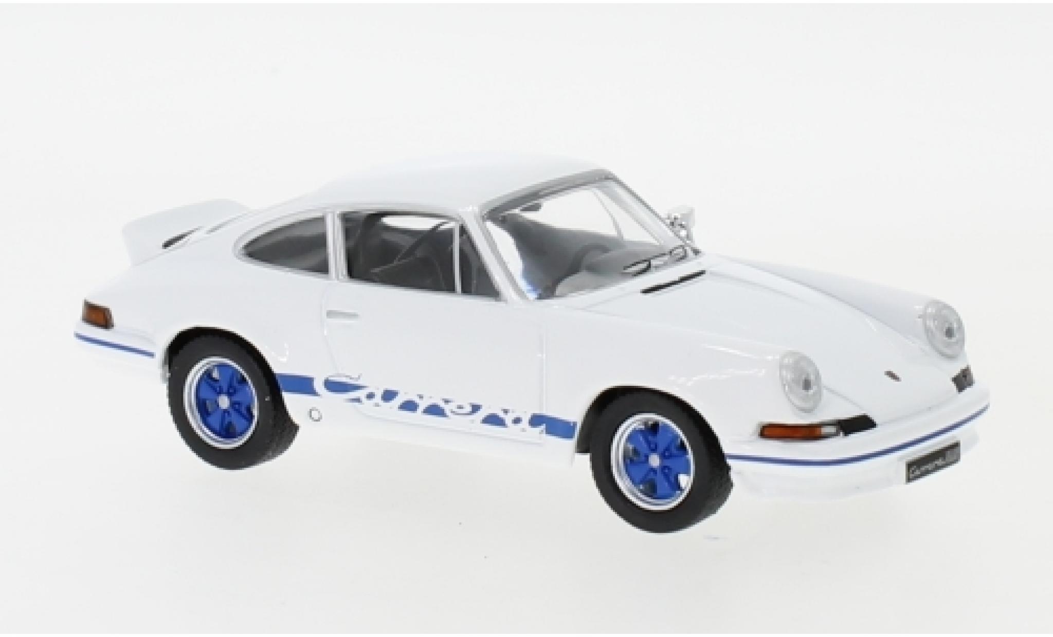 Porsche 911 RS 1/43 IXO Carrera RS 2.7 wit/blauw 1973 modelauto