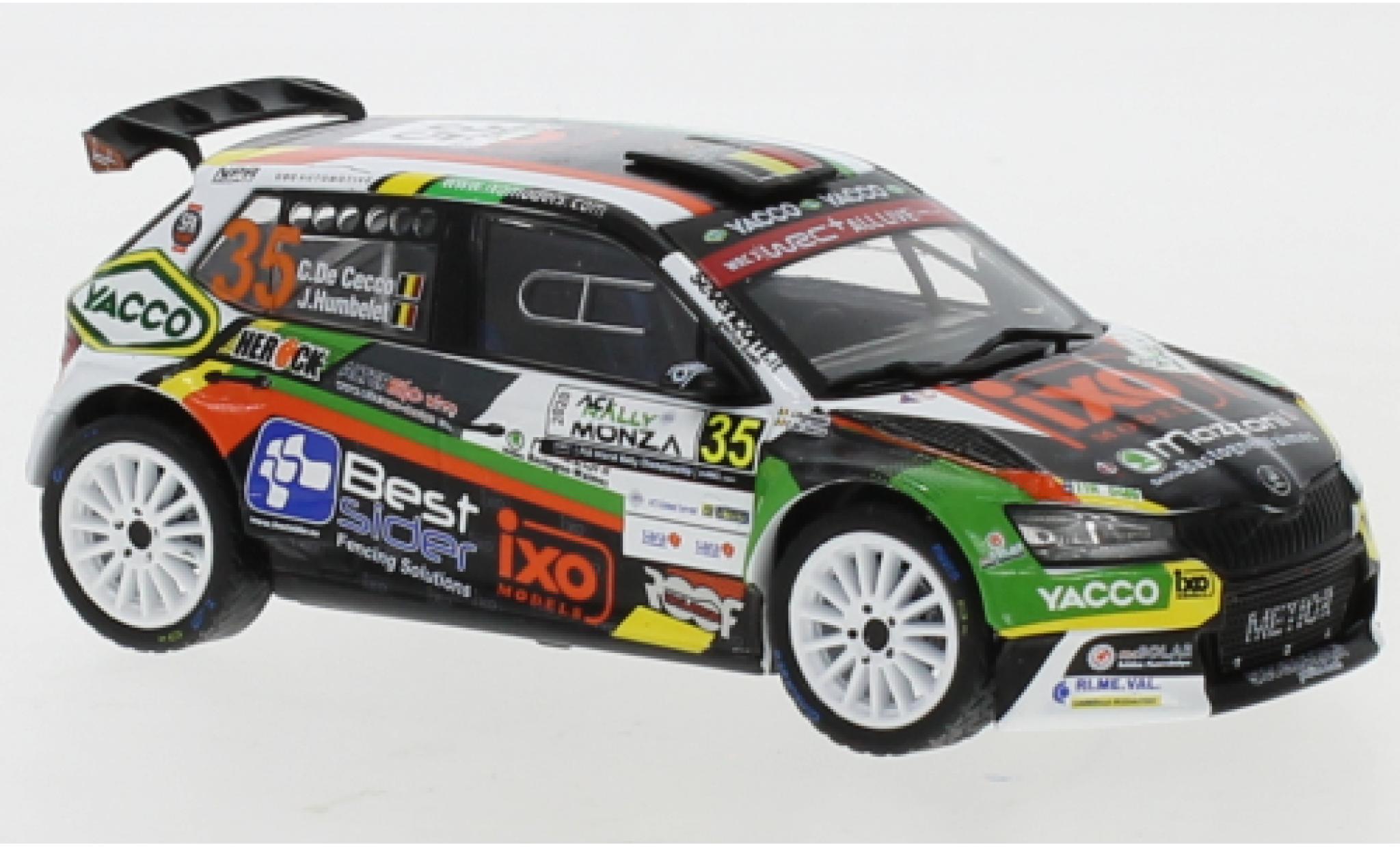 Skoda Fabia 1/43 IXO R5 Evo No.35 WRC Rallye Monza 2020 C. De Cecco/J.Humblet modelauto