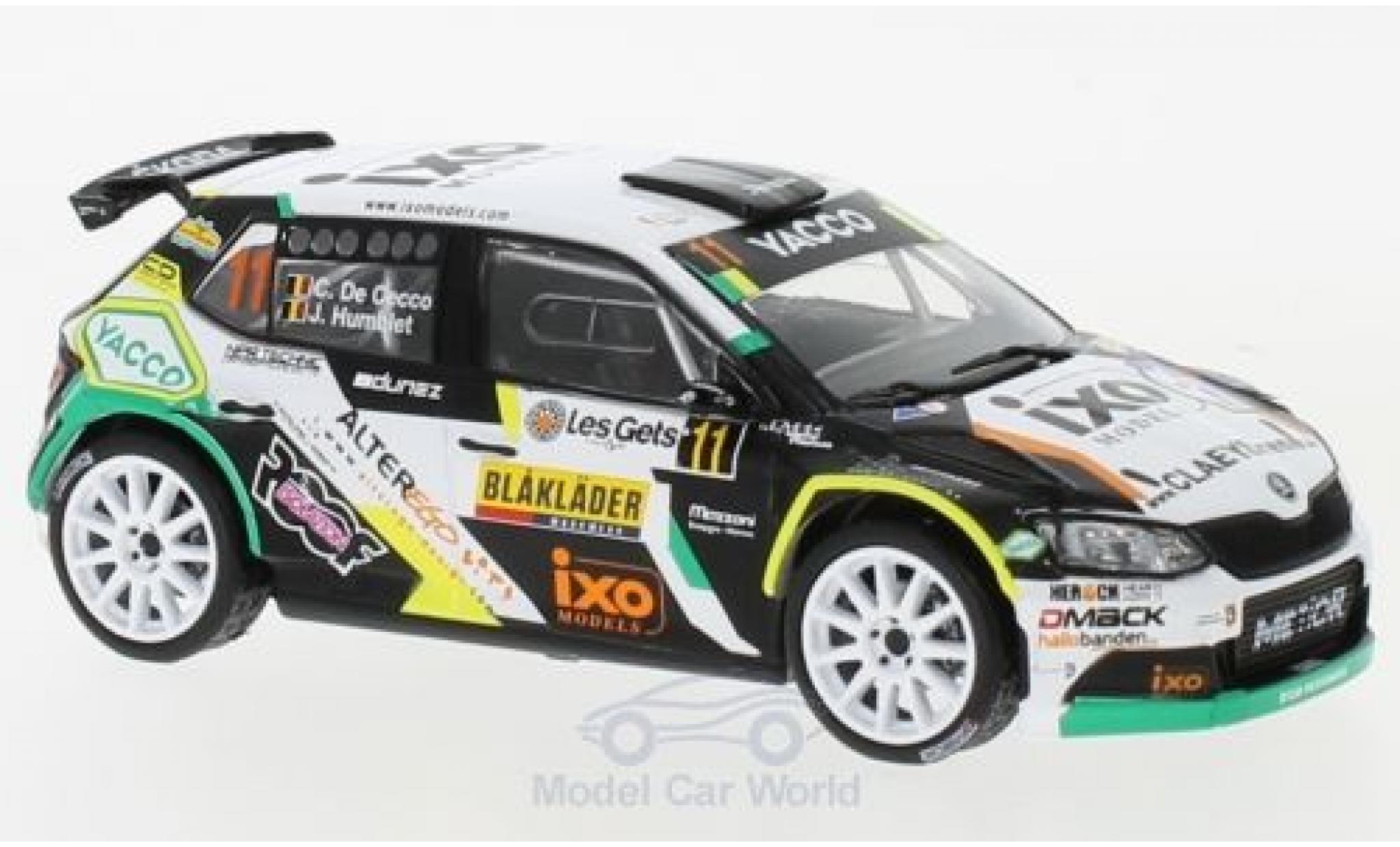 Skoda Fabia 1/43 IXO R5 No.11 Rallye Condroz 2018 C. De Cecco/J.Humblet modelauto