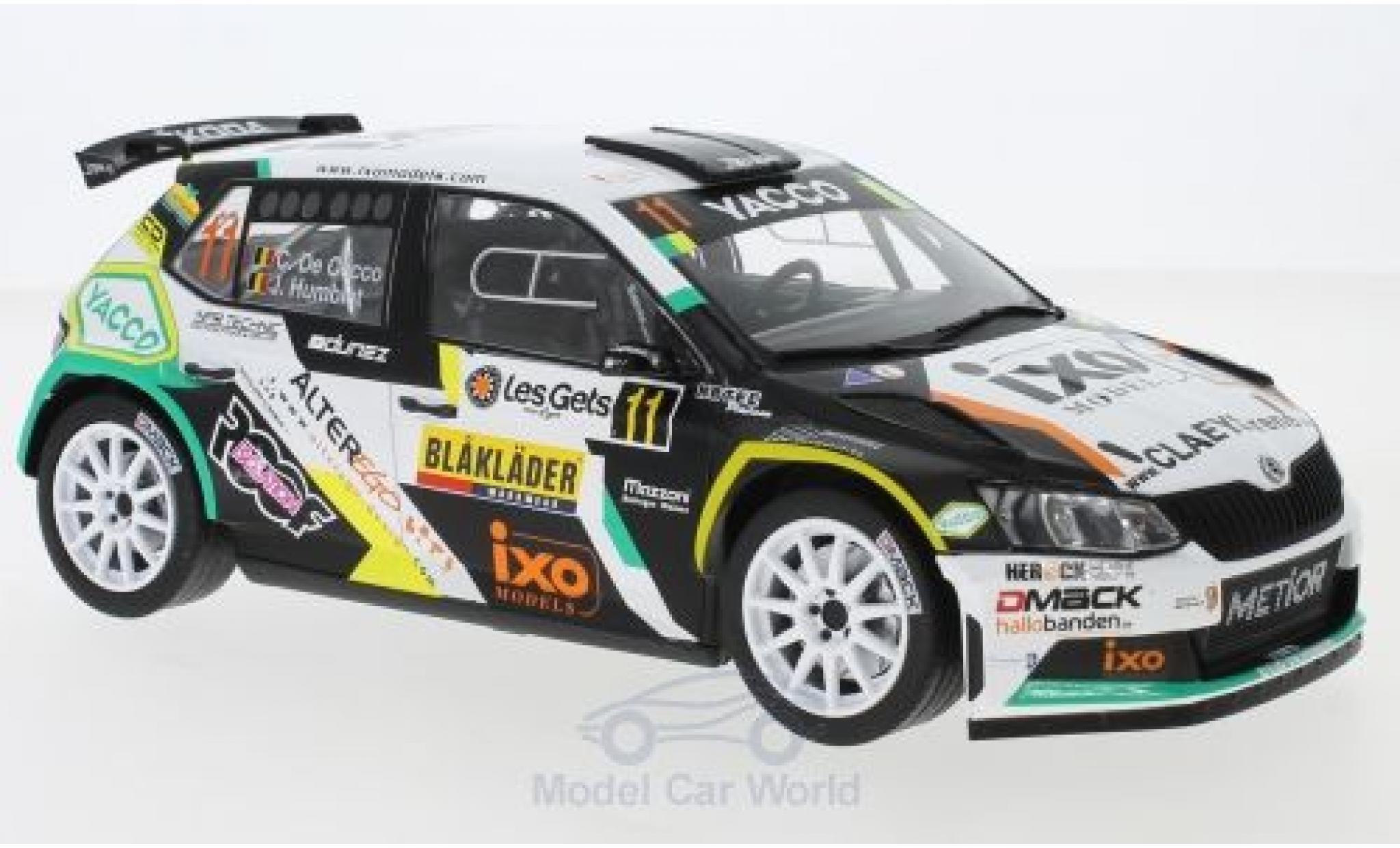 Skoda Fabia 1/18 IXO R5 No.11 Yacco Rallye Condroz 2018 C. De Cecco/J.Humblet modelauto