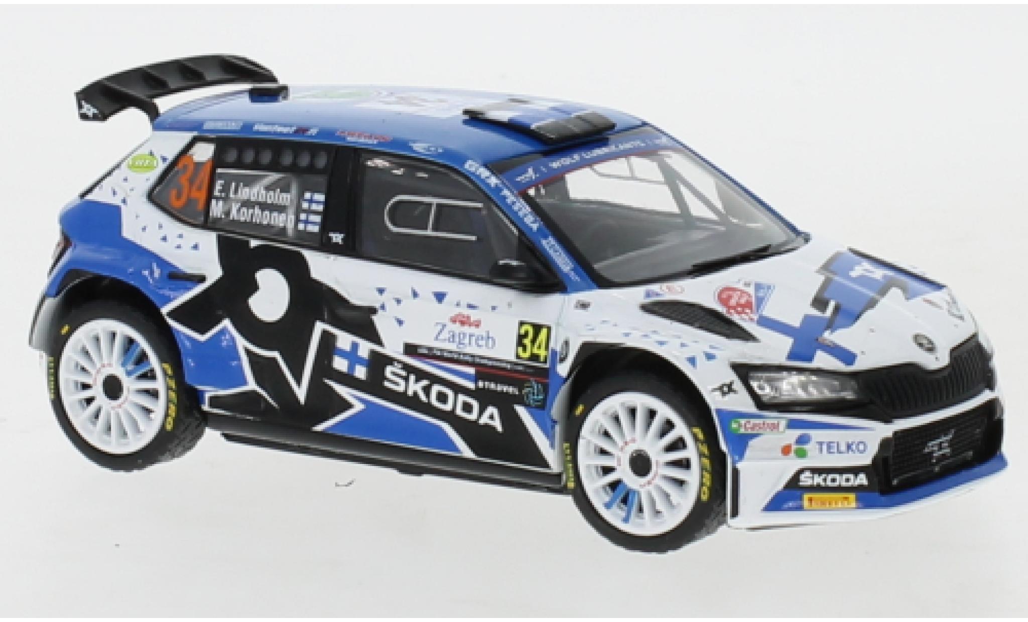 Skoda Fabia 1/43 IXO Rally 2 EVO No.34 Rally Croatia 2021 E.Lindholm/M.Korhonen modelauto