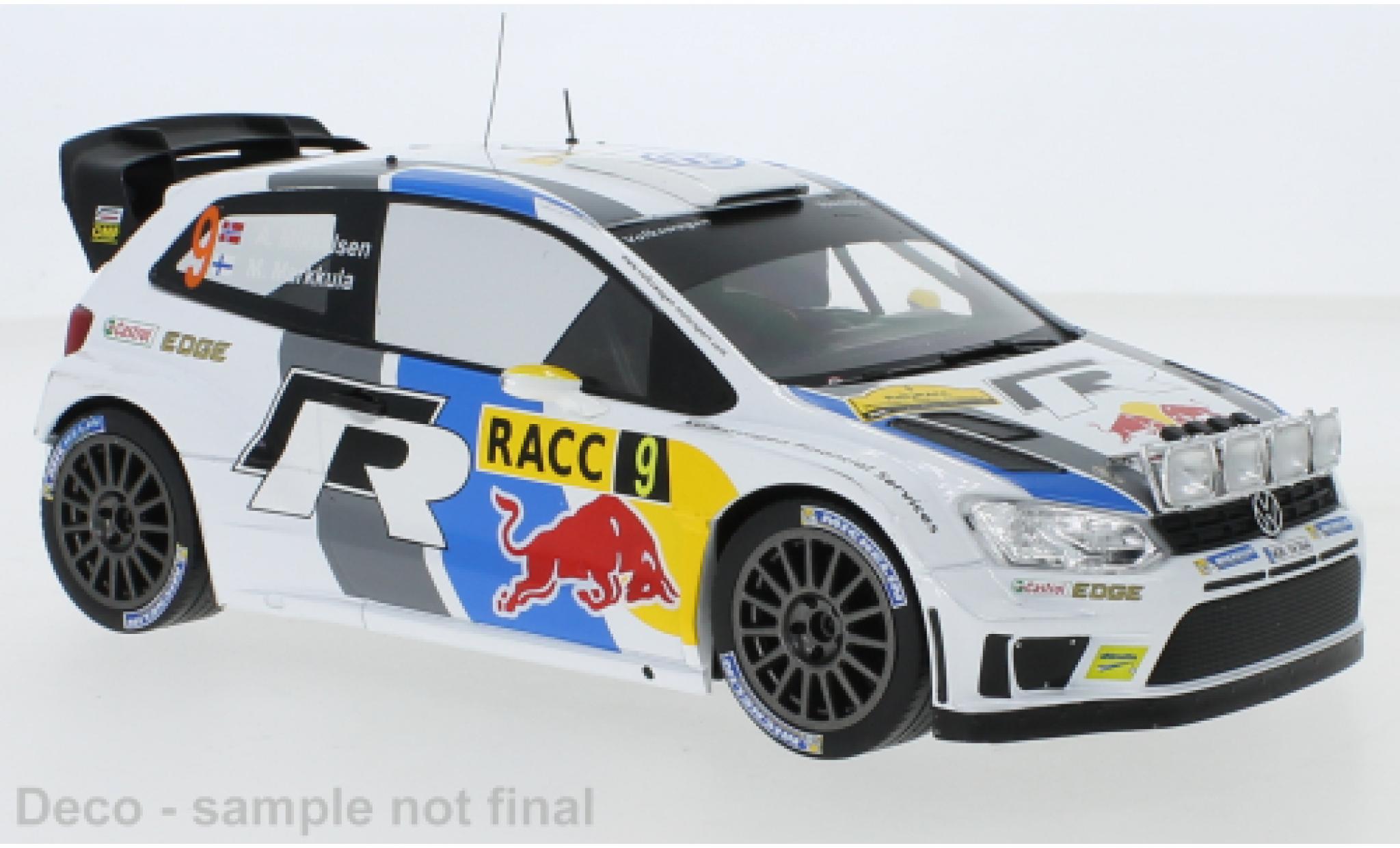 Volkswagen Polo 1/18 IXO R WRC No.9 Rallye Catalunya 2013 with night lights A.Mikkelsen/M.Markkula modelauto