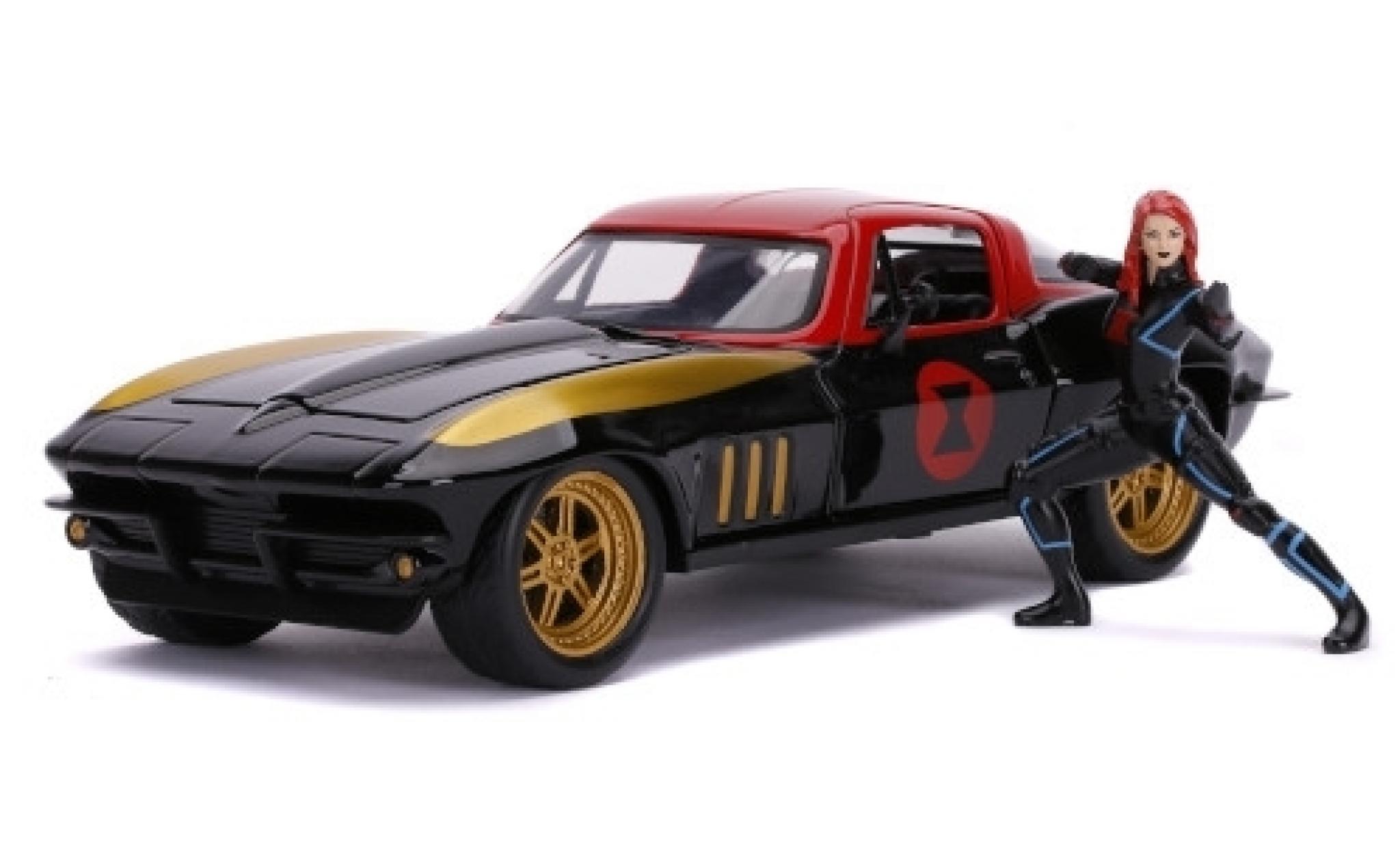 Chevrolet Corvette 1/24 Jada Toys C2 Tuning Marvel Avengers - Black Widow 1966 avec figurine modelauto
