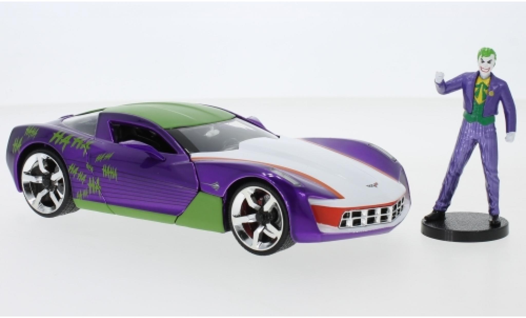 Chevrolet Corvette 1/24 Jada Toys Stingray Joker 2009 avec figurine modelauto