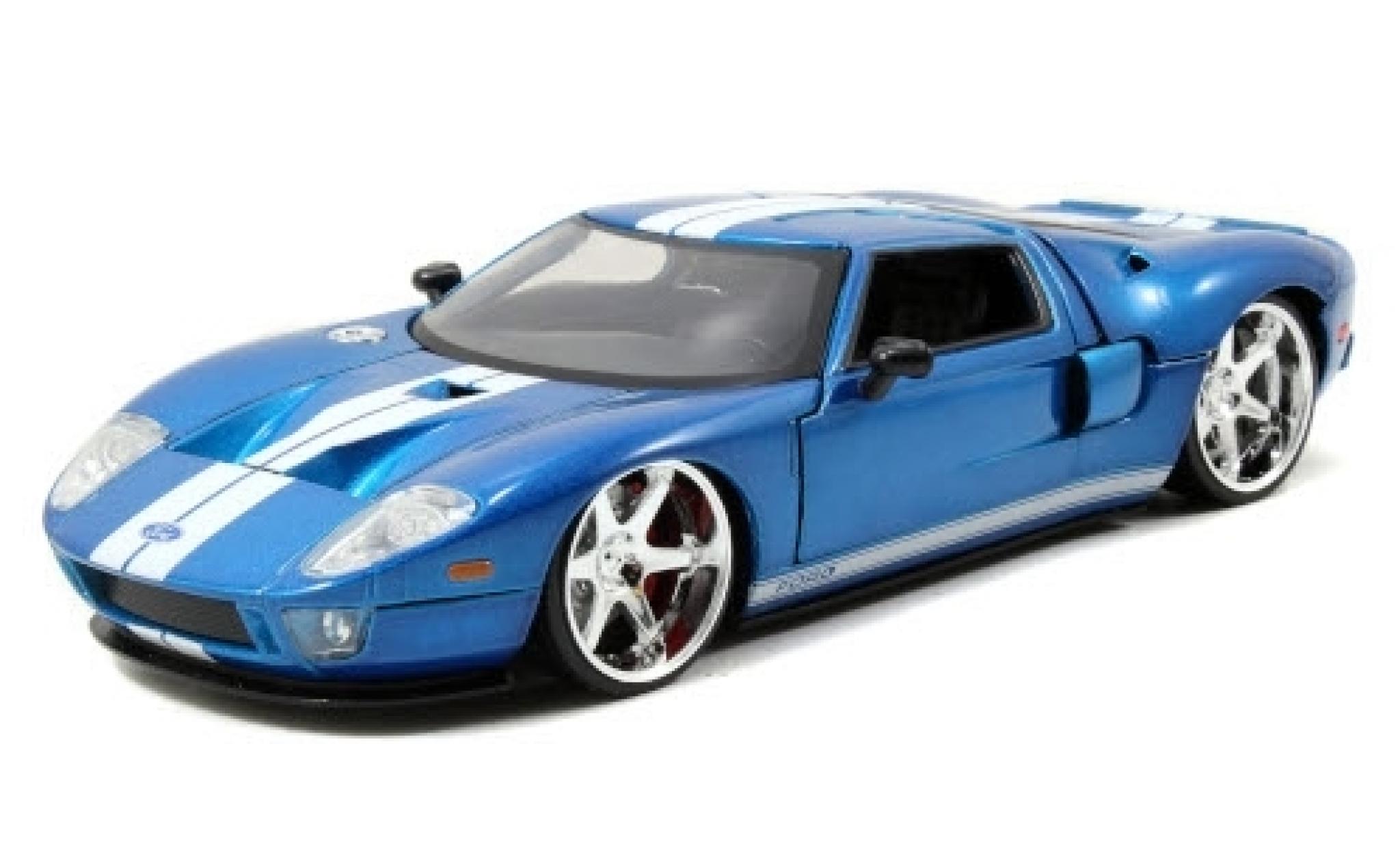 Ford GT 1/24 Jada Toys metallic blauw/wit Fast & Furious 2005 modelauto