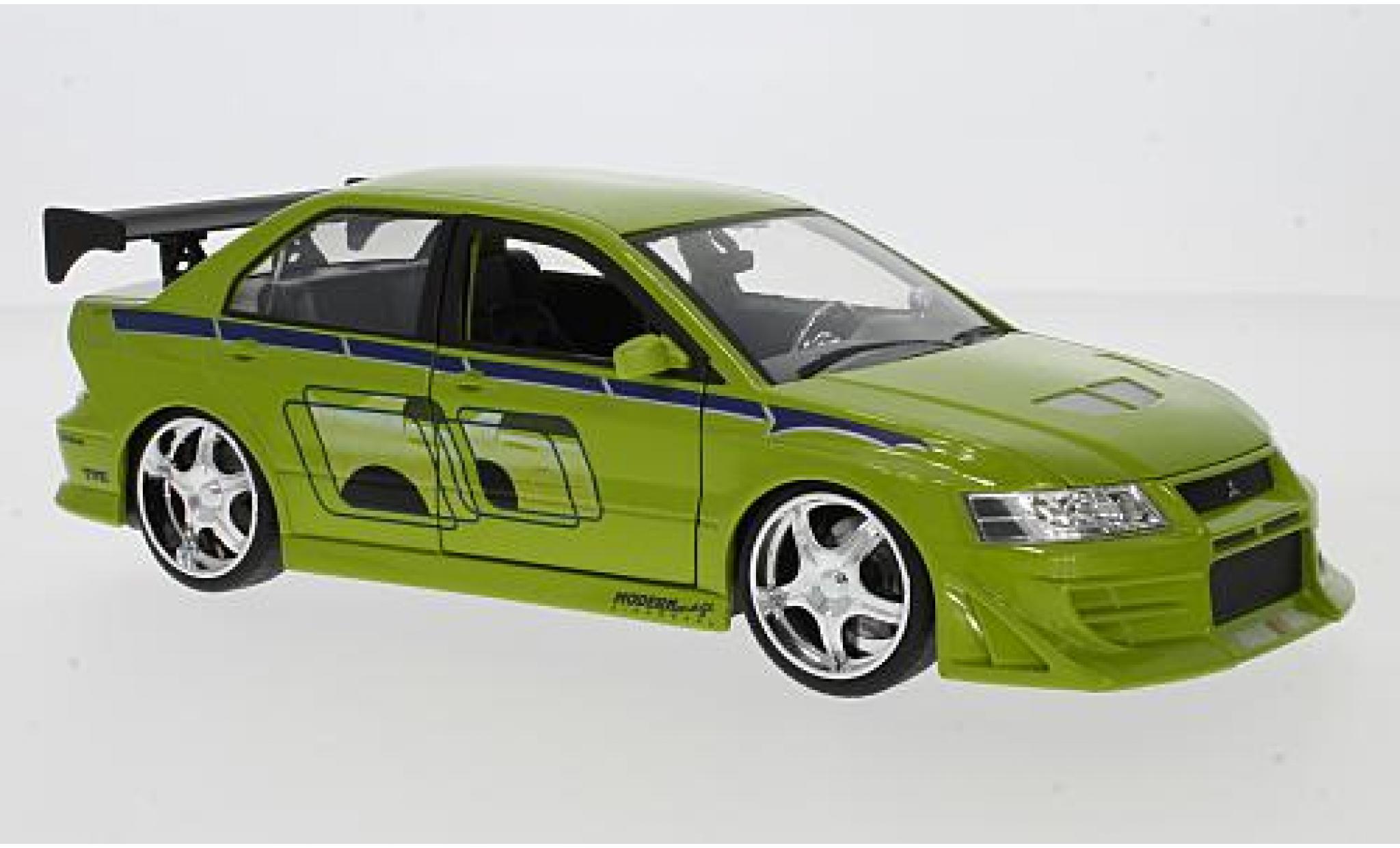Mitsubishi Lancer 1/24 Jada Toys Evo VII tuning groen/D&eacute;corer rapide & Furious modelauto