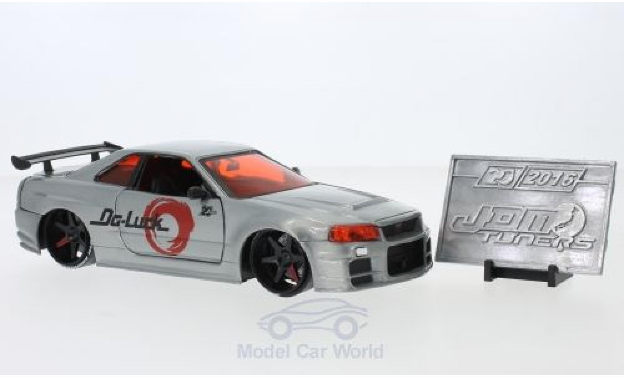 Nissan Skyline 1/24 Jada Toys GTR (R34) grijs RHD 2002 modelauto