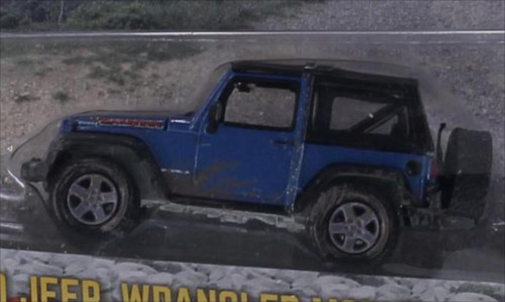 Jeep Wrangler 1/64 Greenlight blauw/matt-zwart 2010 modelauto