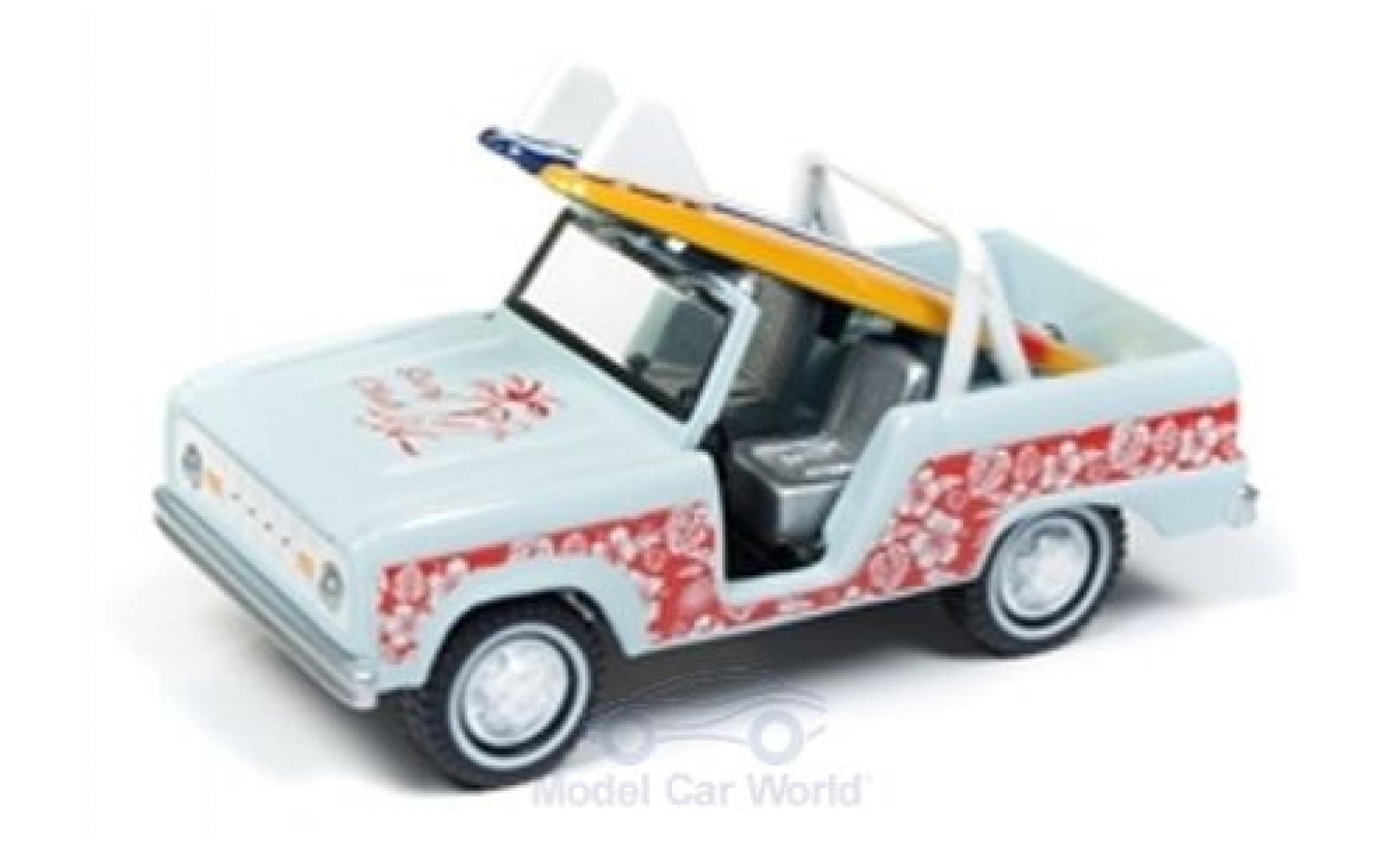 Ford Bronco 1/64 Johnny Lightning blauw/rood 1966 modelauto